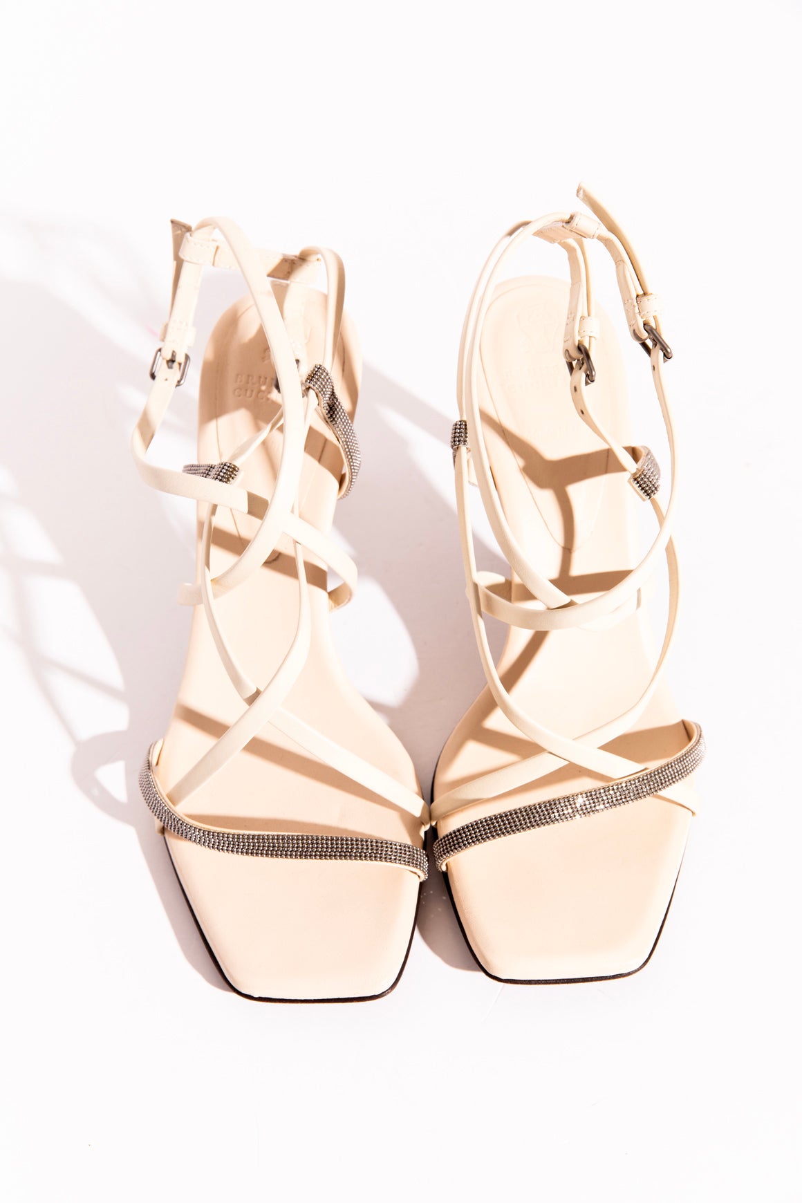 BRUNELLO CUCINELLI Cream Monili Strappy Heels (Sz.38)