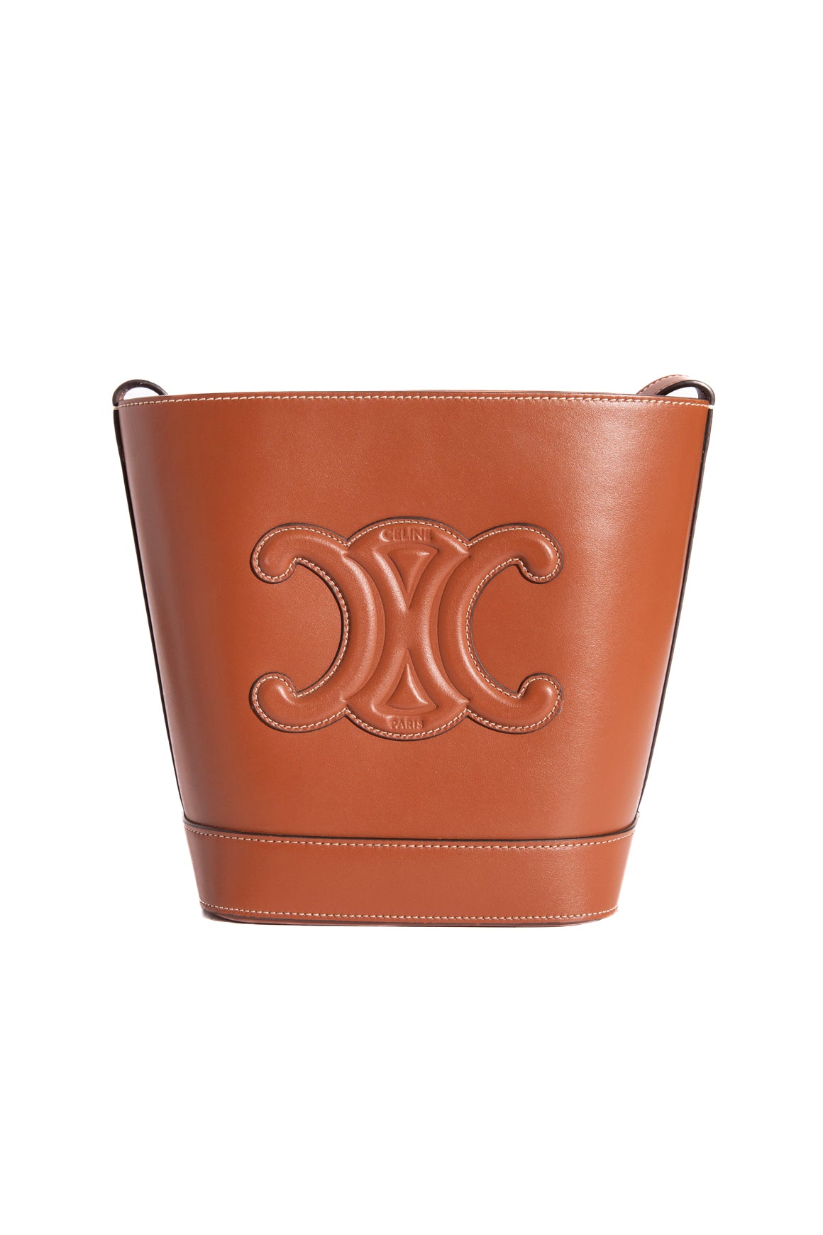 CELINE Tan Small Cuir Triomphe Bucket Tote