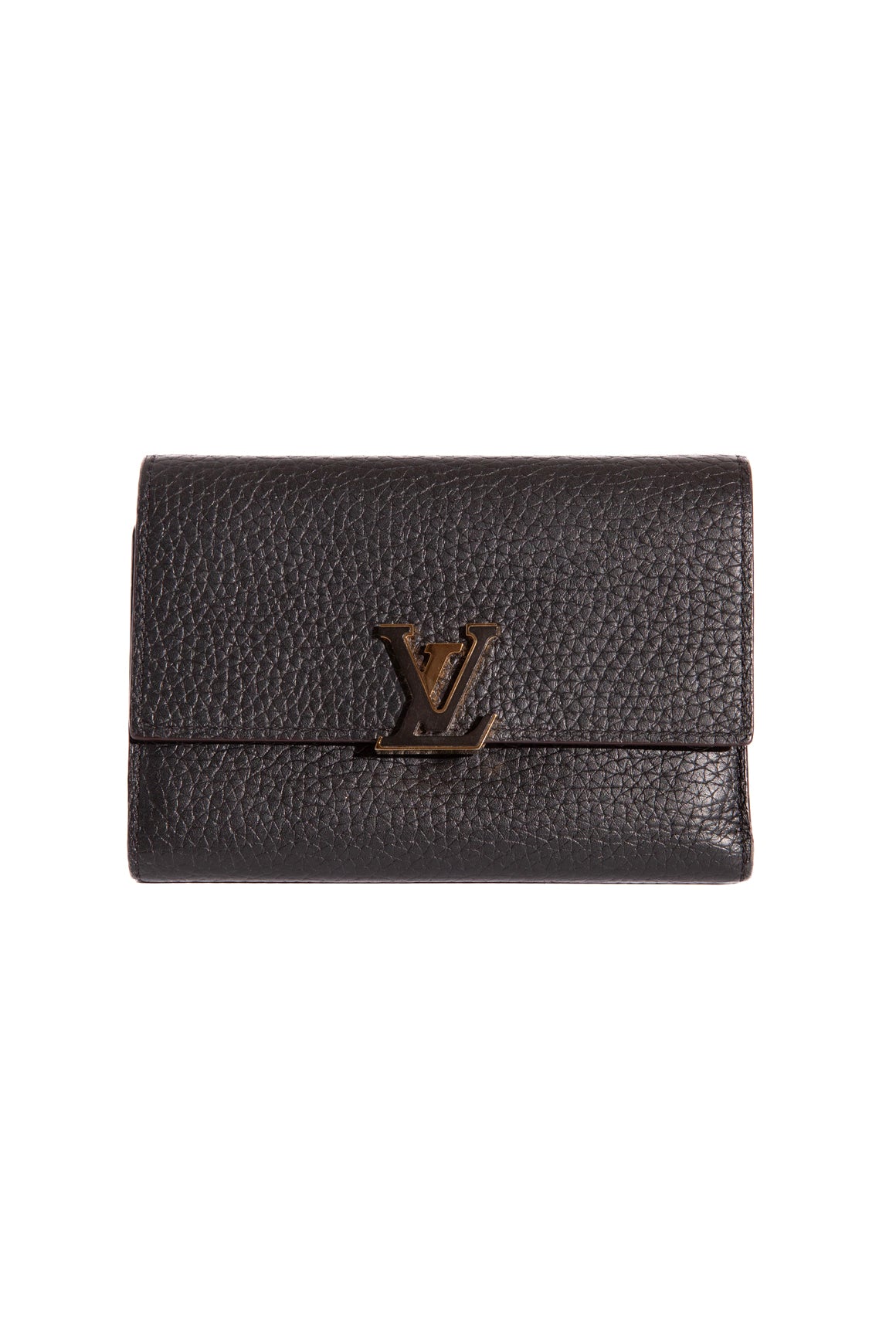 LOUIS VUITTON Black Capucines Compact Wallet
