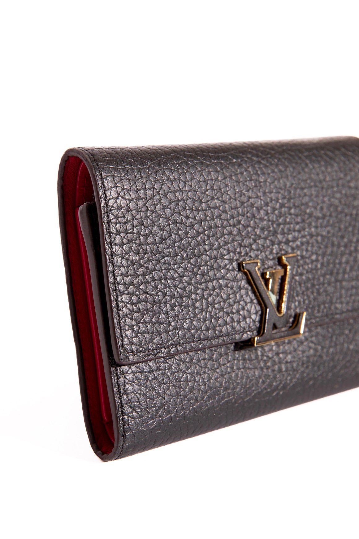 LOUIS VUITTON Black Capucines Compact Wallet
