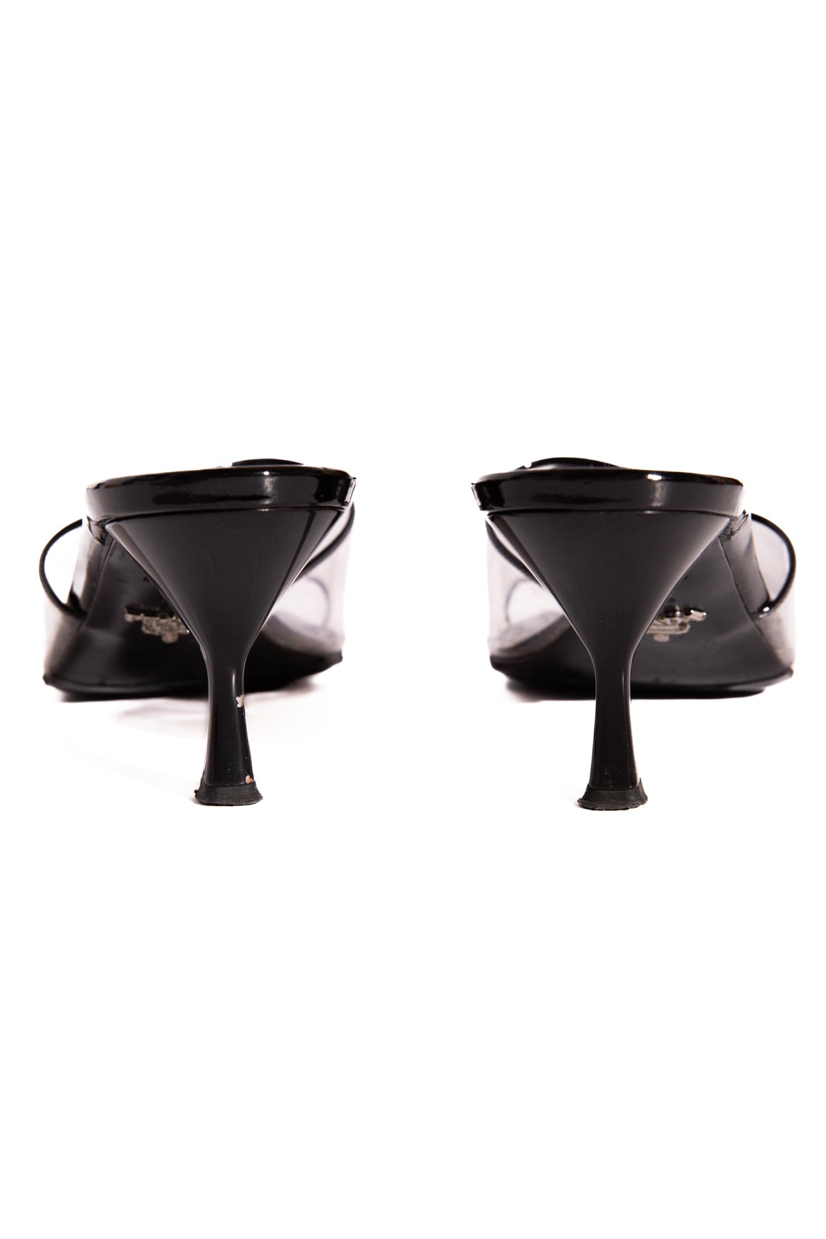 PRADA Black PVC Heel Mules (Sz. 39.5)