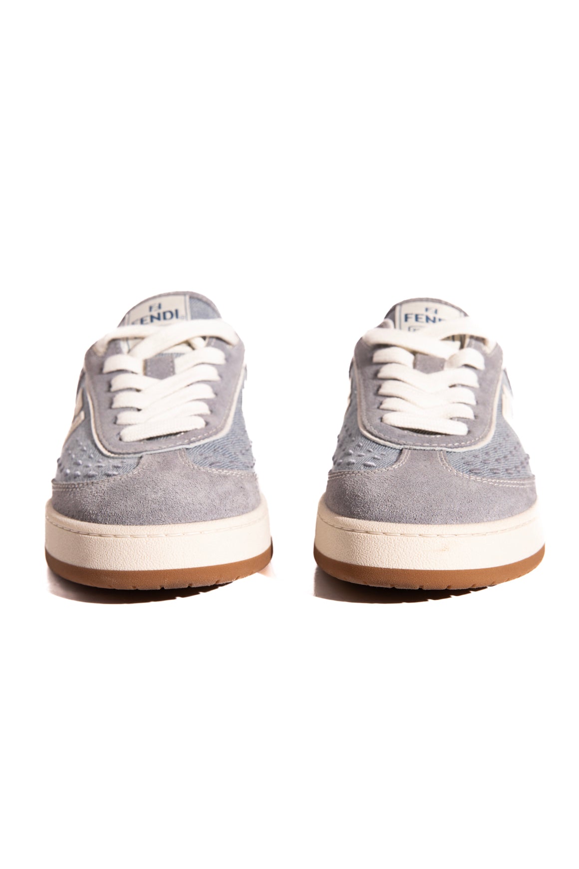 FENDI Blue Suede & Denim Low Top Sneakers (Sz. 7)