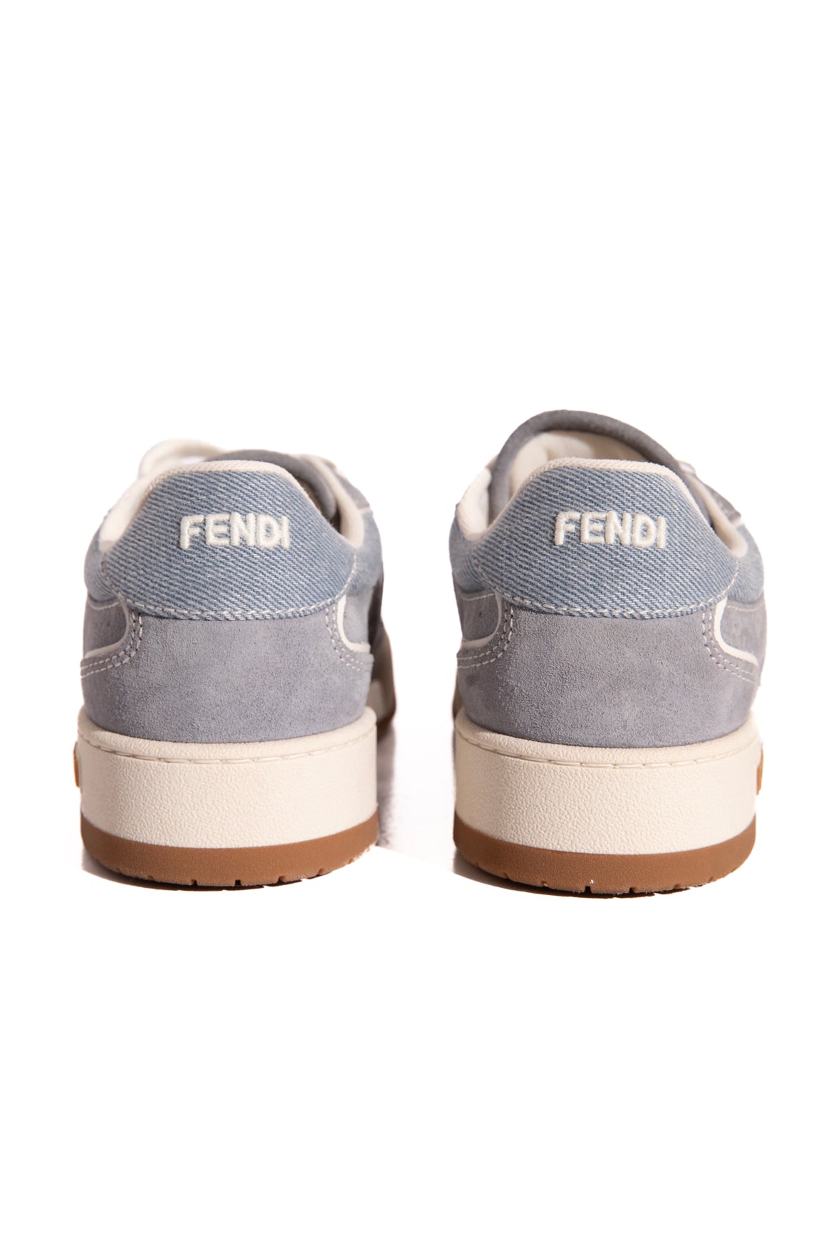 FENDI Blue Suede & Denim Low Top Sneakers (Sz. 7)
