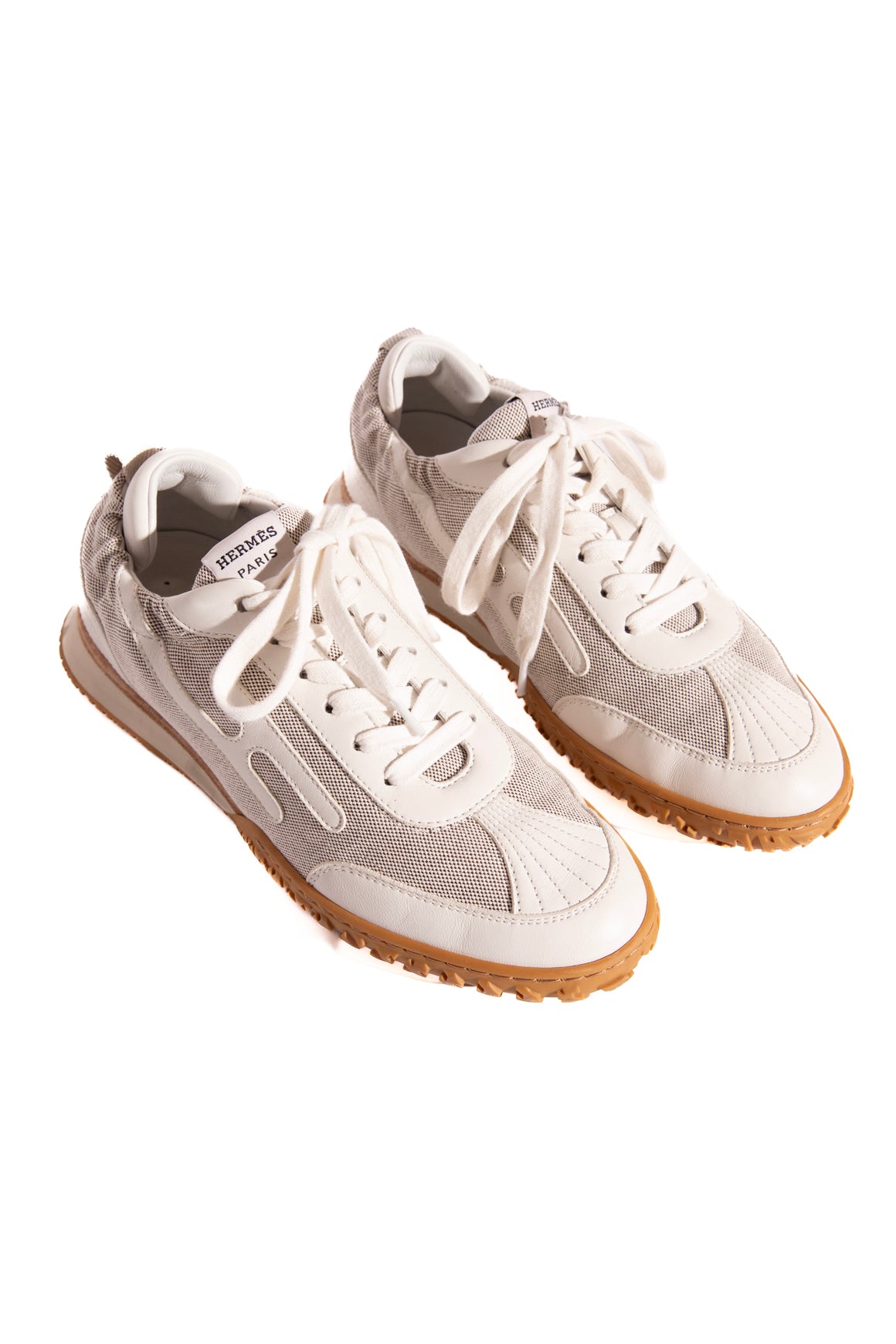 HERMES Canvas & Leather Jet Sneakers (Sz. 37)