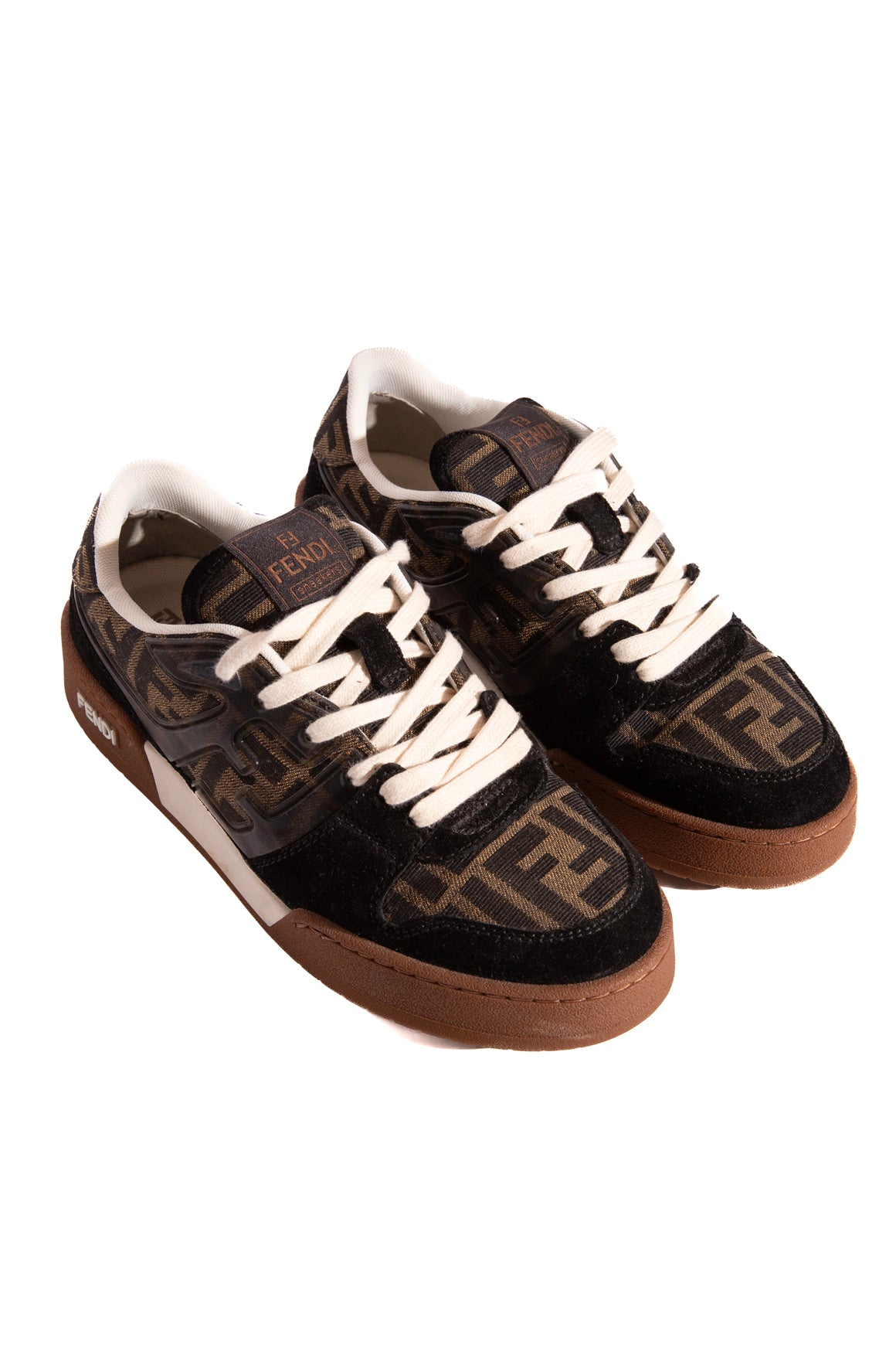 FENDI Black Velvet & Zucca Canvas Sneakers (Sz. 37.5)