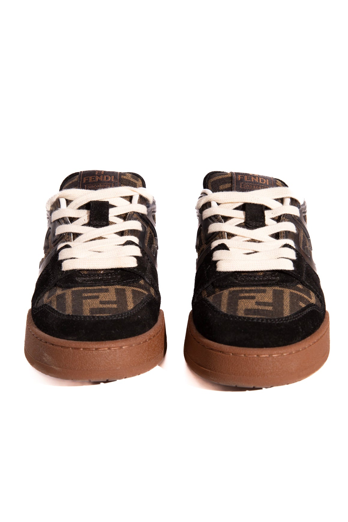FENDI Black Velvet & Zucca Canvas Sneakers (Sz. 37.5)