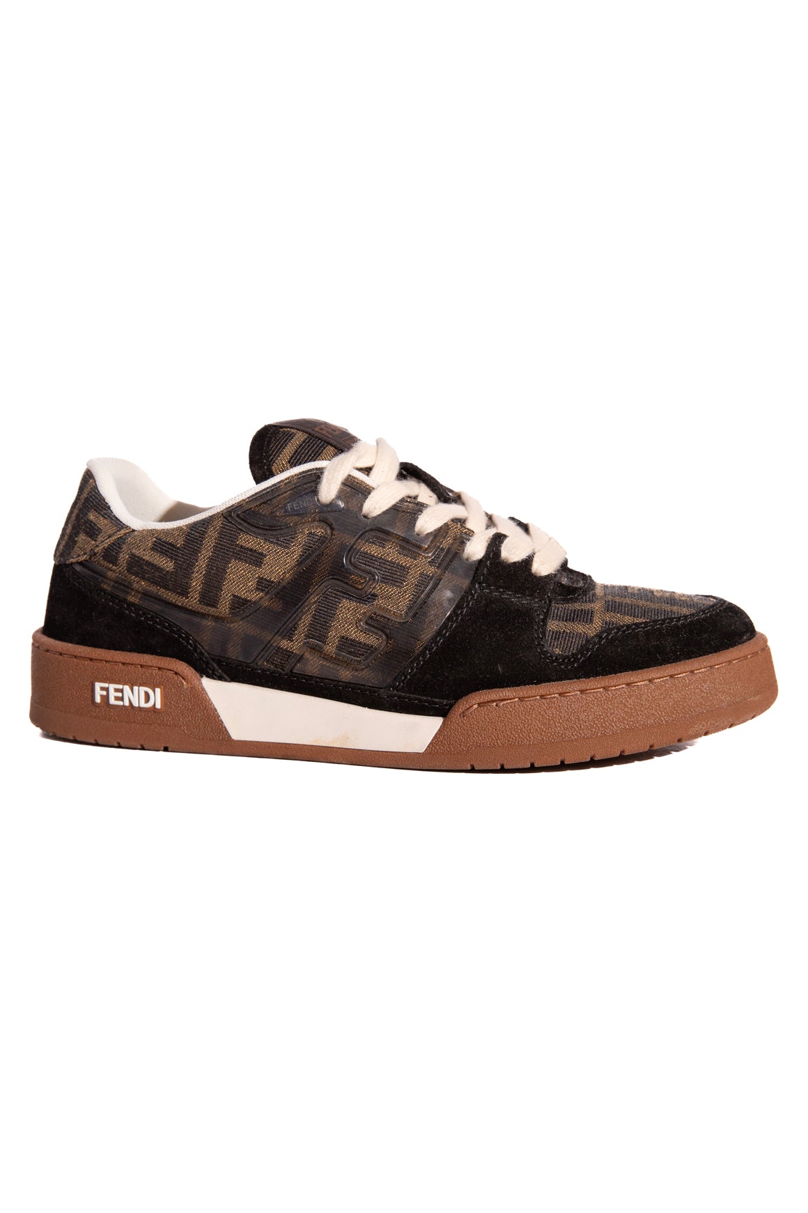 FENDI Black Velvet & Zucca Canvas Sneakers (Sz. 37.5)