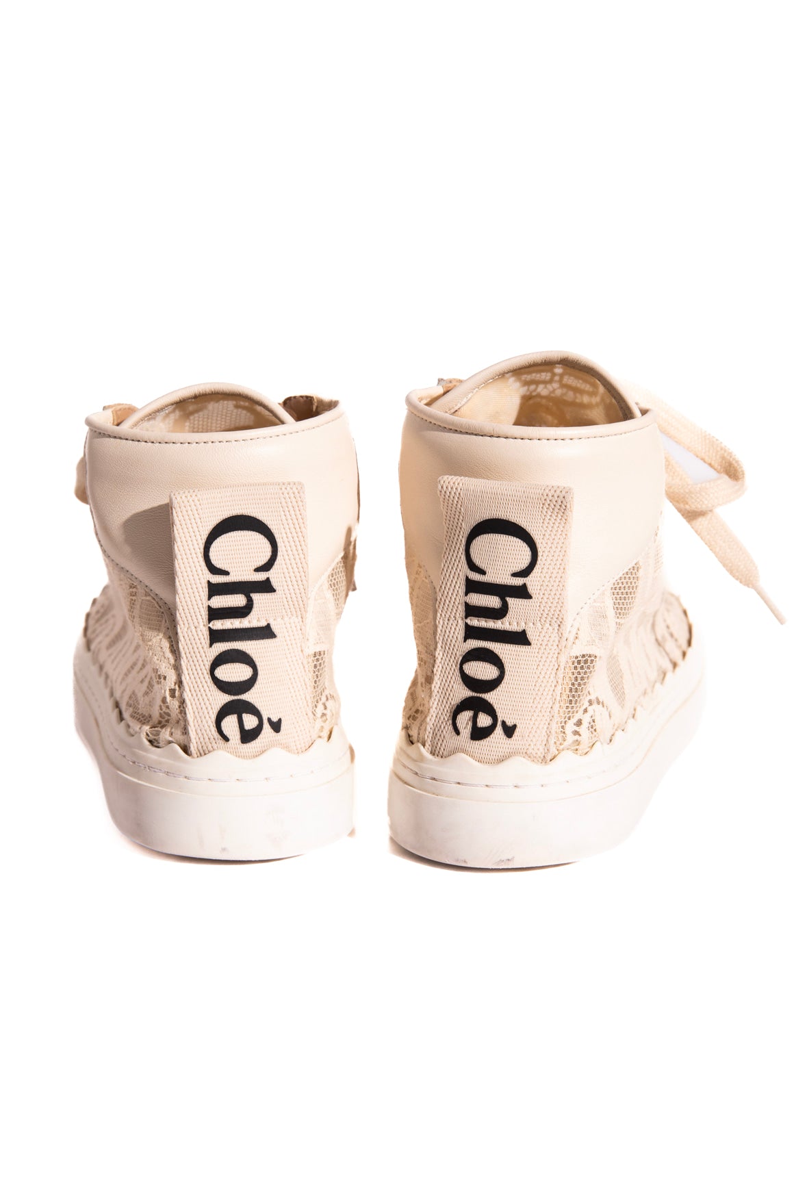 CHLOE Cream Lace High Top Sneakers (Sz. 39)