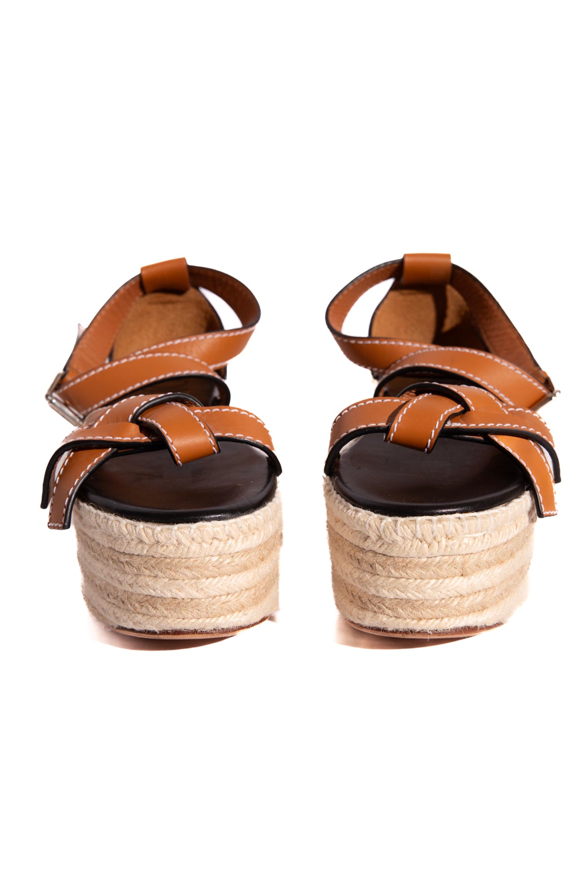 LOEWE Espadrille Tan Leather Platform Sandals (Sz. 40)