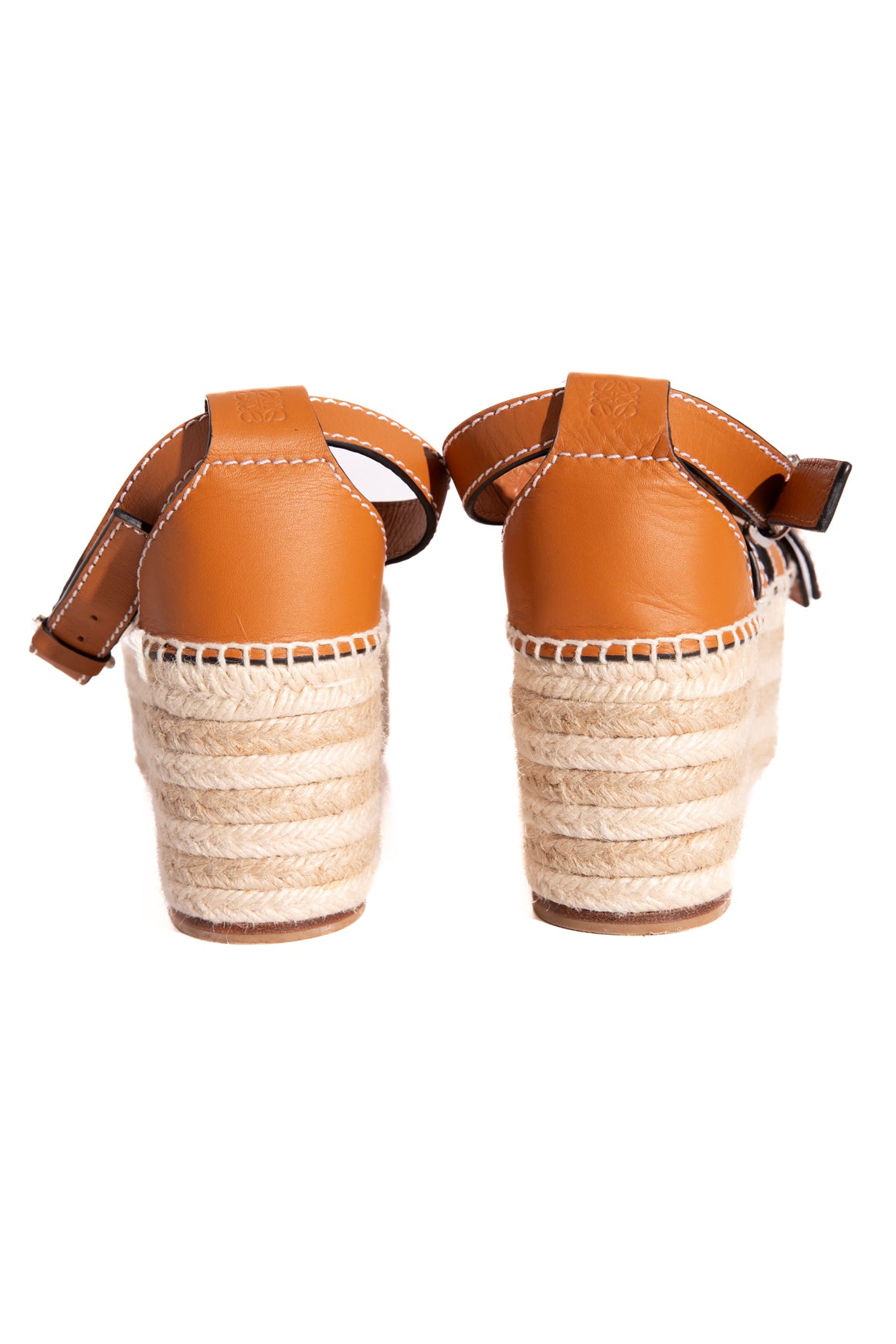 LOEWE Espadrille Tan Leather Platform Sandals (Sz. 40)
