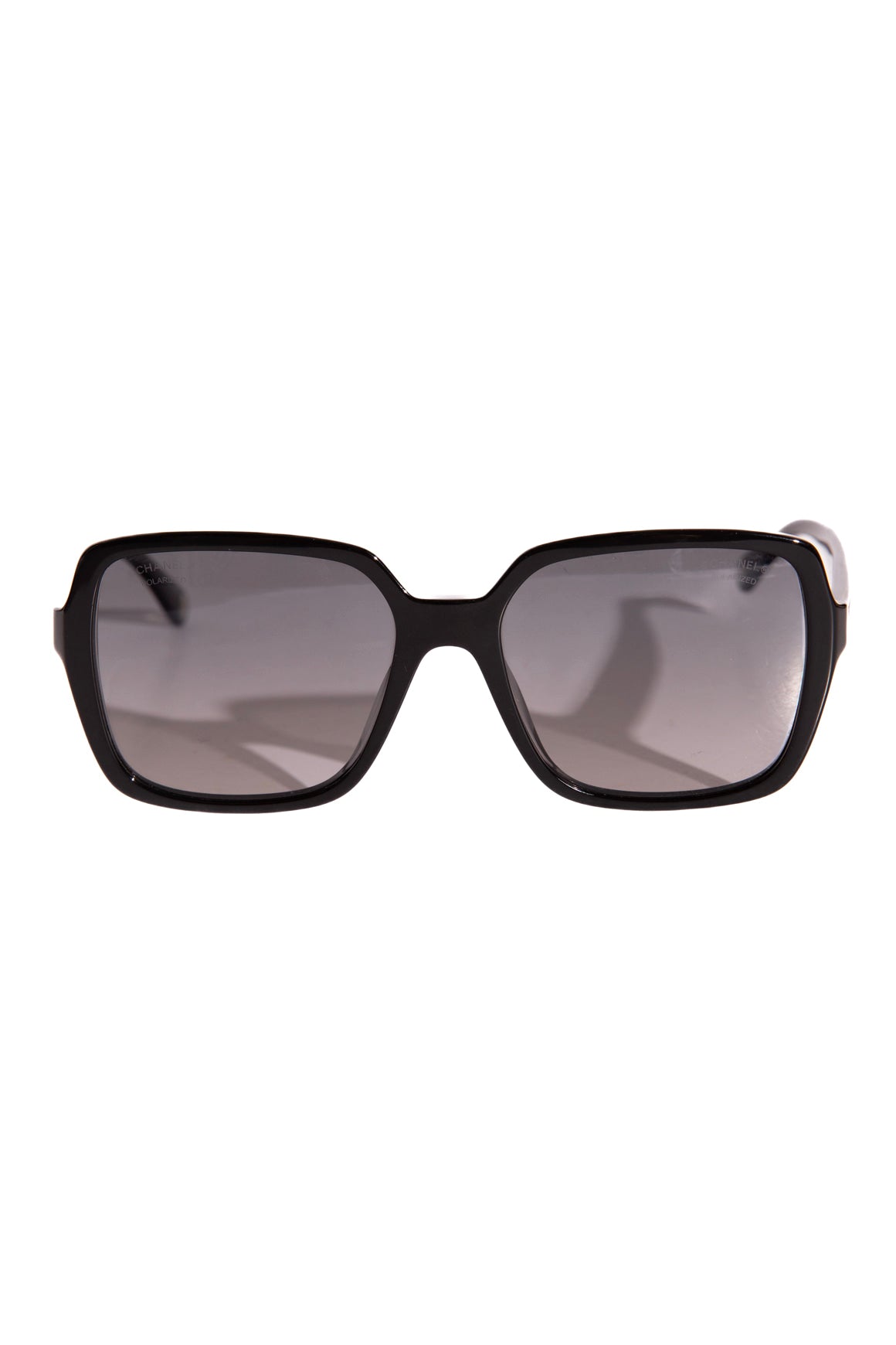 CHANEL Black Wide Square Frame Polarized Sunglasses