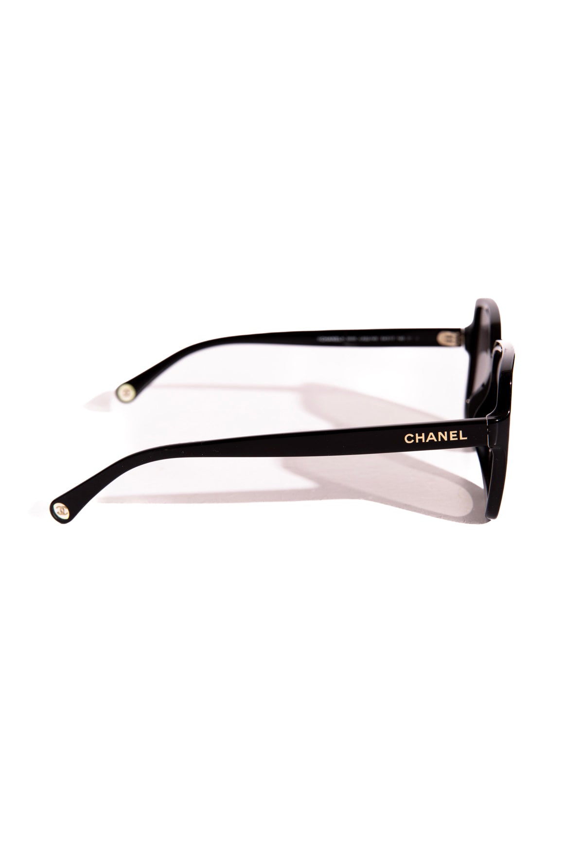 CHANEL Black Wide Square Frame Polarized Sunglasses
