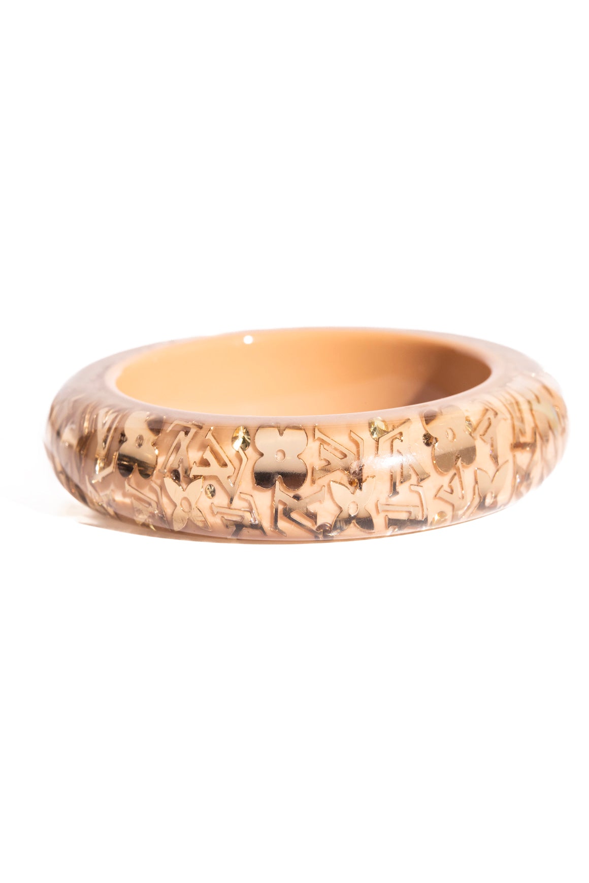 LOUIS VUITTON Gold Logo Enamel Wide Bangle