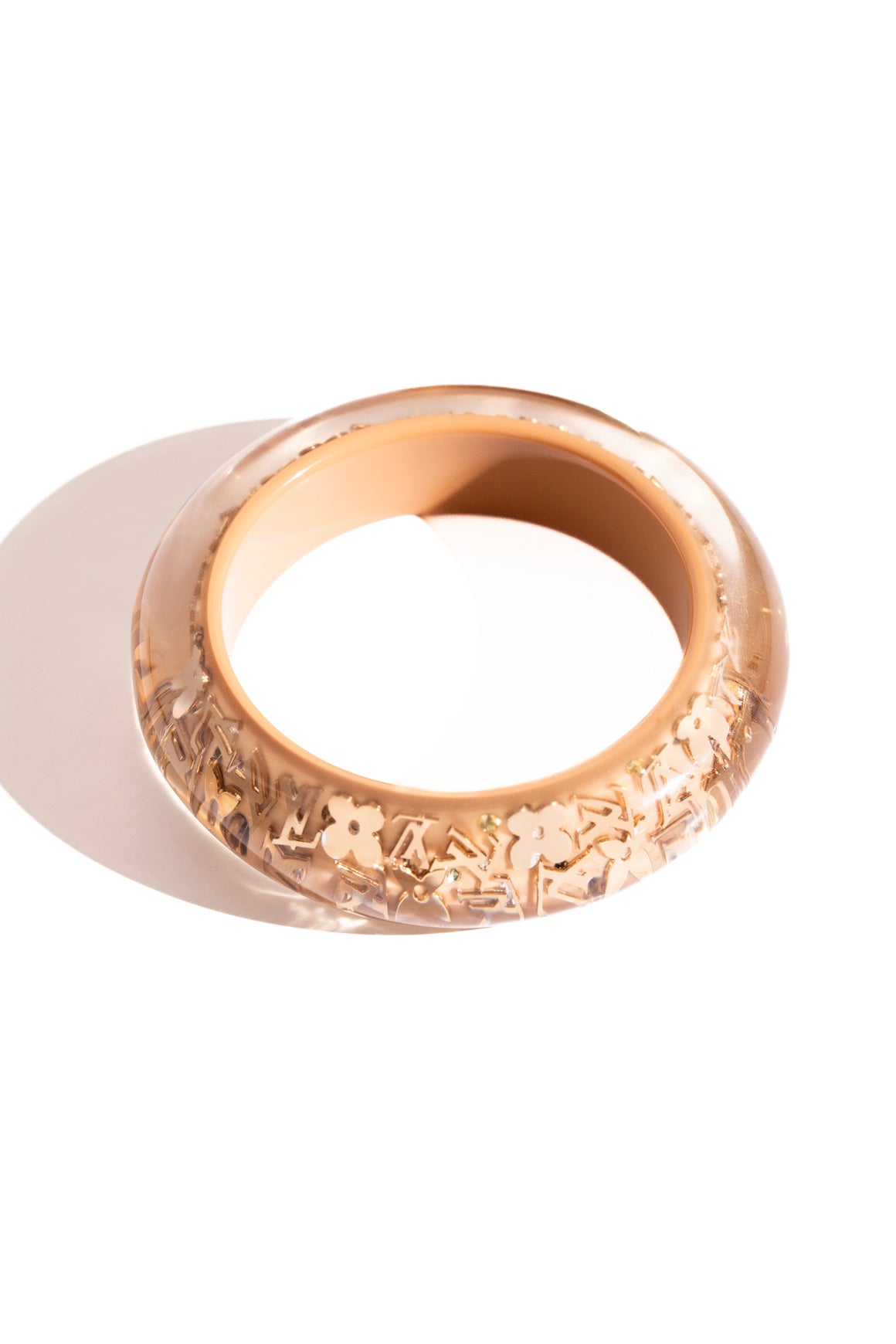 LOUIS VUITTON Gold Logo Enamel Wide Bangle