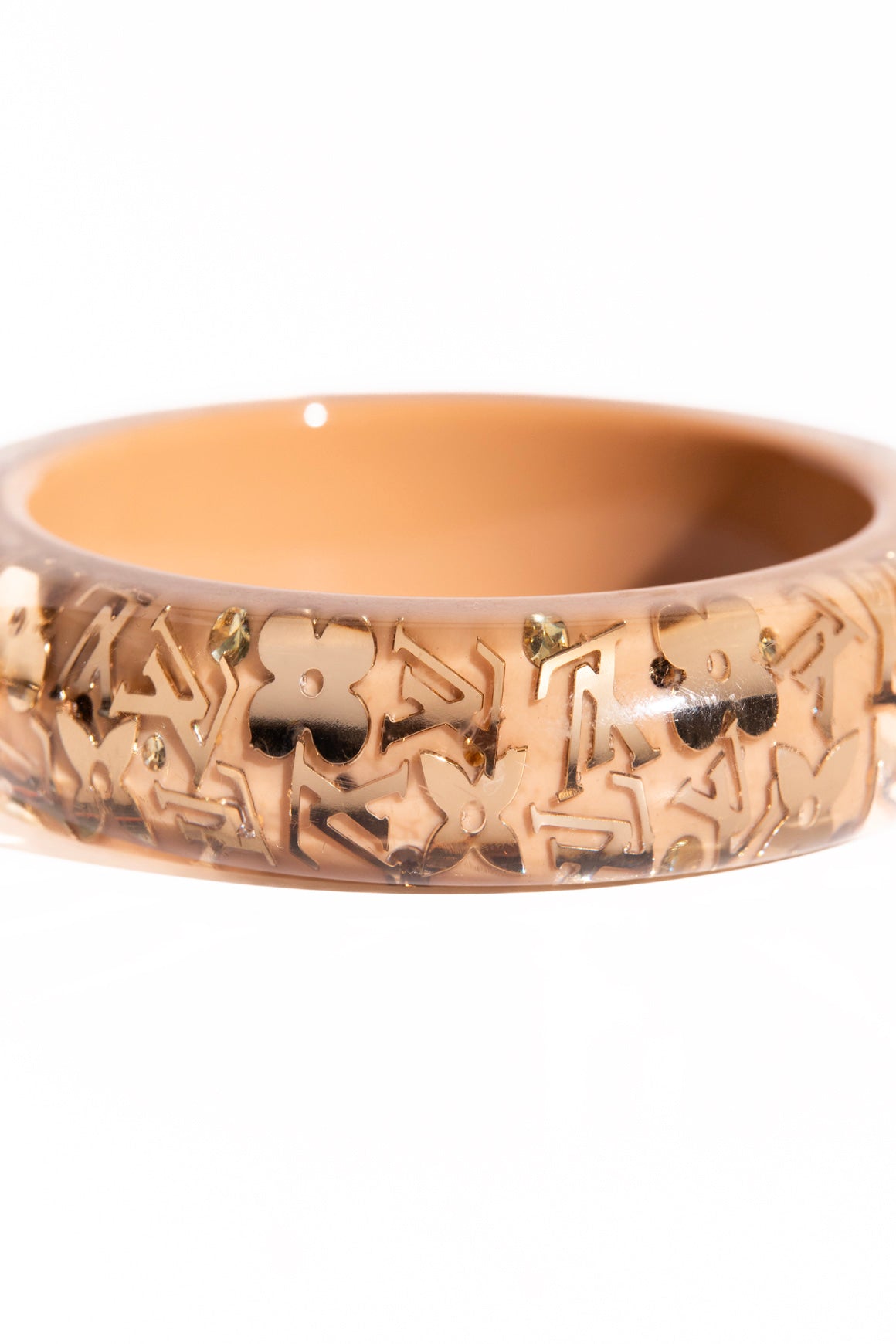 LOUIS VUITTON Gold Logo Enamel Wide Bangle