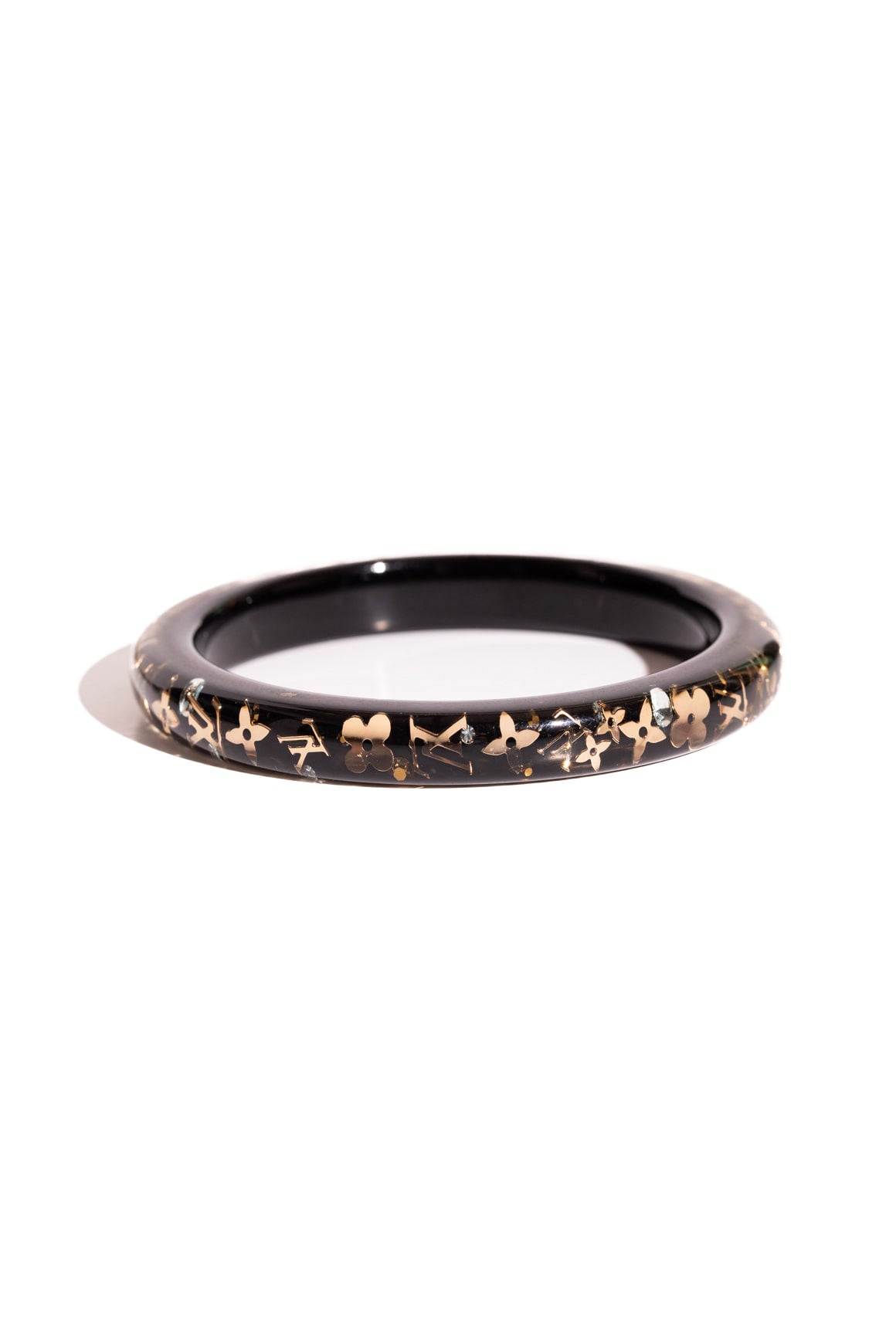LOUIS VUITTON Black & Gold Thin Bangle Bracelet