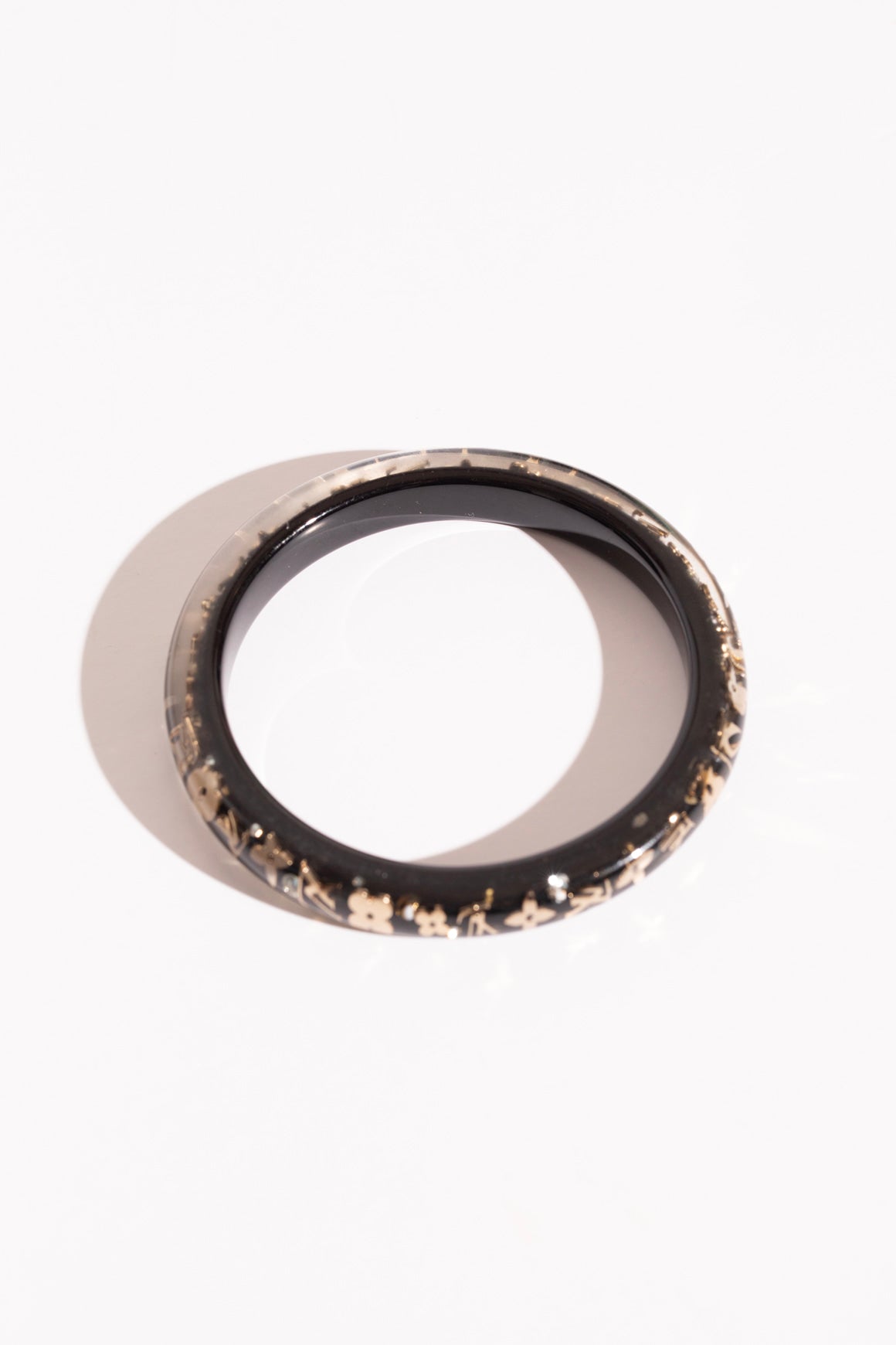 LOUIS VUITTON Black & Gold Thin Bangle Bracelet