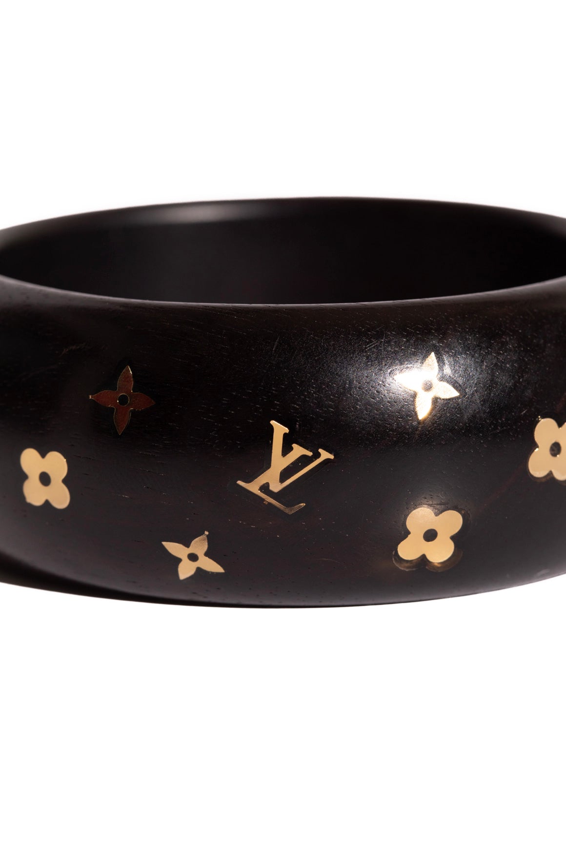 LOUIS VUITTON Tiger Wood Gold Floral Wide Bangle