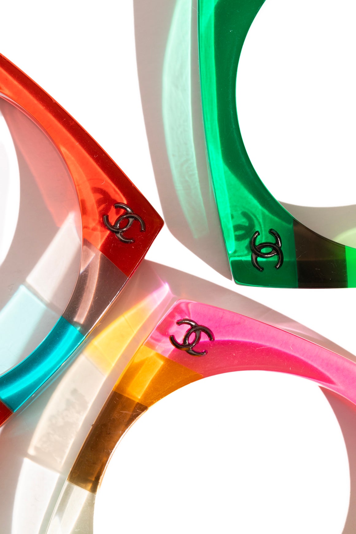 CHANEL 2014 Rainbow Lucite Square Bangles