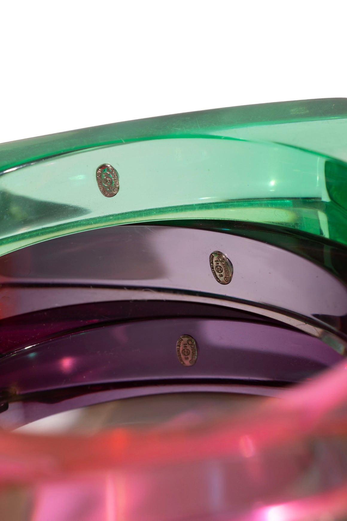 CHANEL 2014 Rainbow Lucite Square Bangles