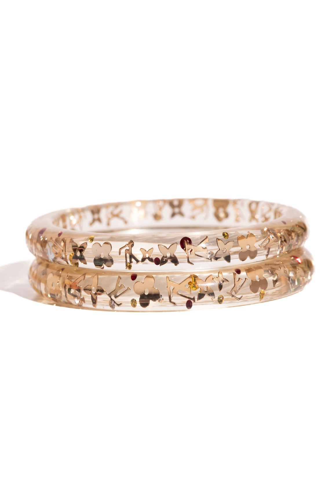 LOUIS VUITTON Clear Enamel Logo Bangles