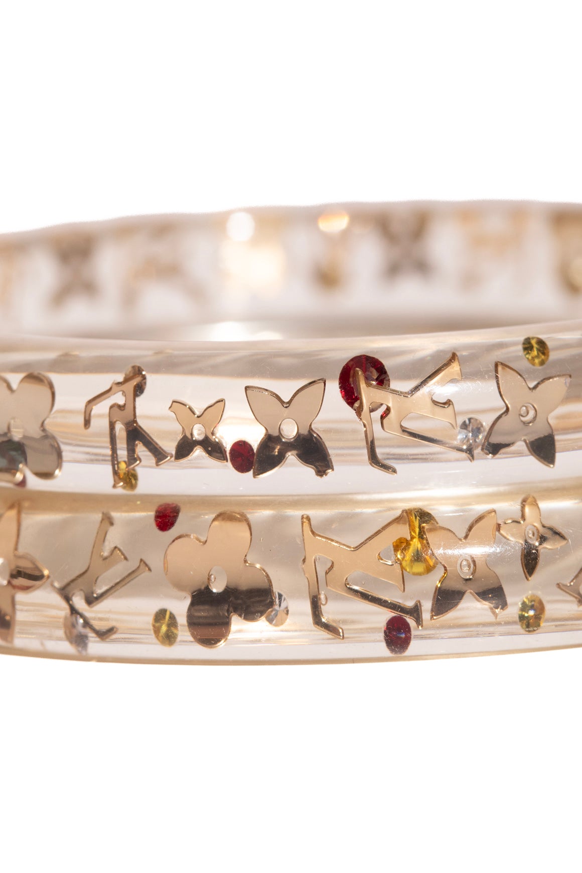 LOUIS VUITTON Clear Enamel Logo Bangles