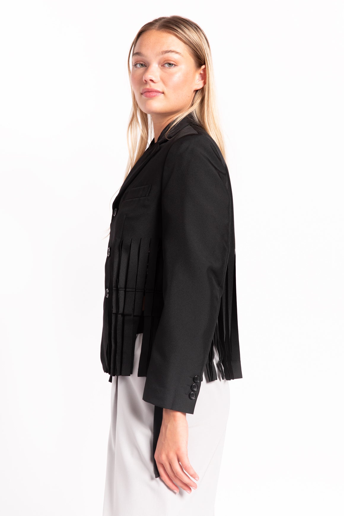 COMME DES GARCONS Black Fringe Blazer