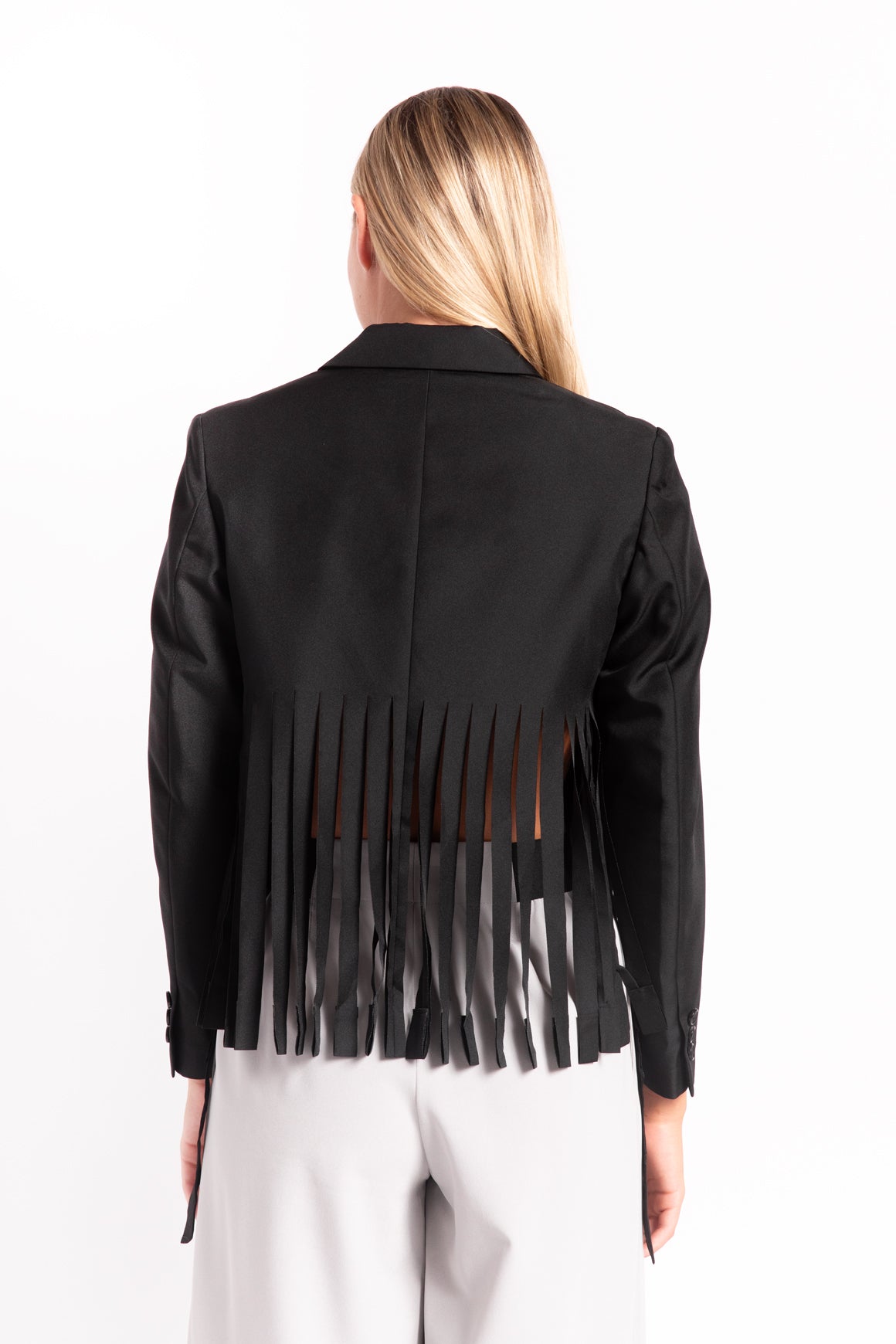 COMME DES GARCONS Black Fringe Blazer