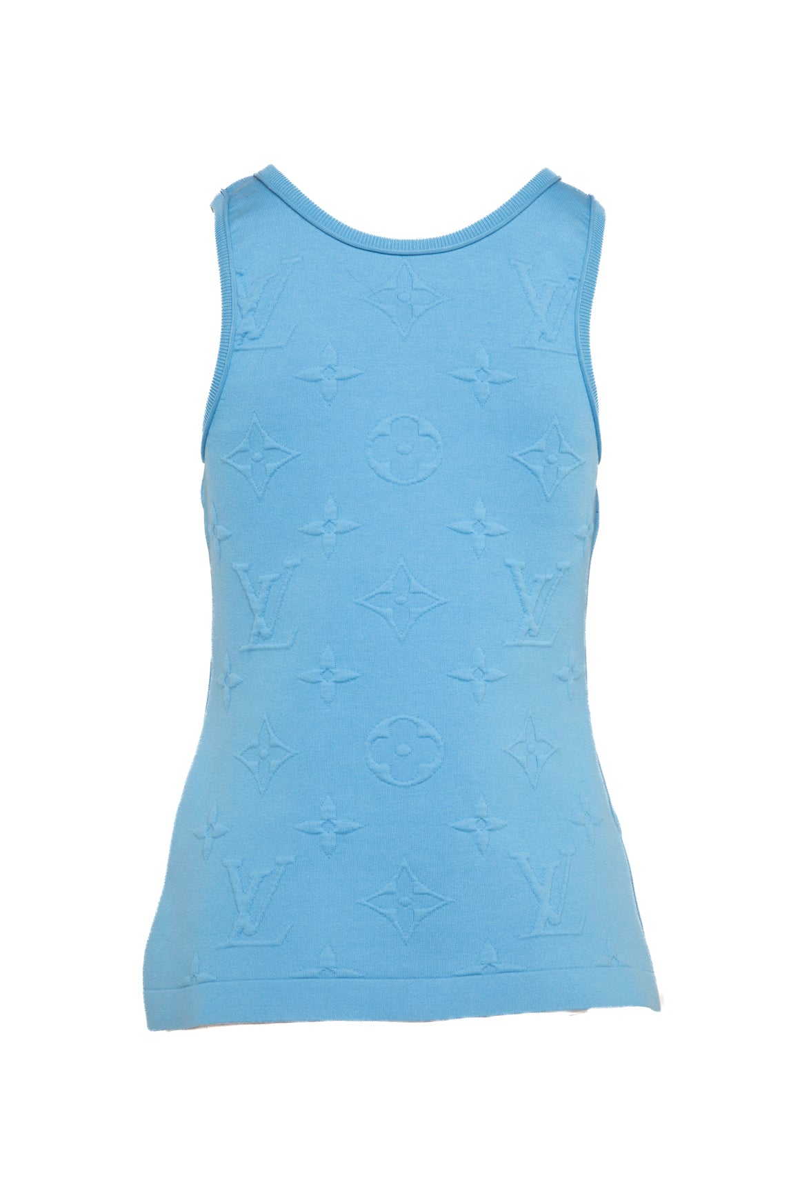 LOUIS VUITTON Light Blue Puffy Logo Sleveless Top (Sz. S)