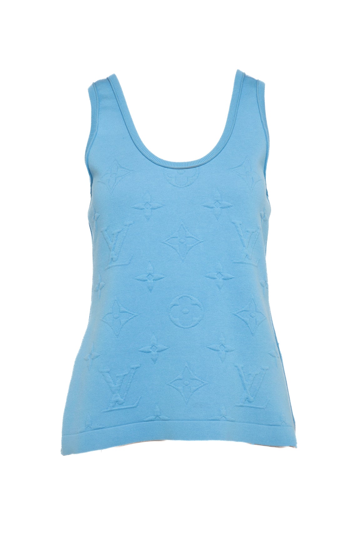 LOUIS VUITTON Light Blue Puffy Logo Sleveless Top (Sz. S)