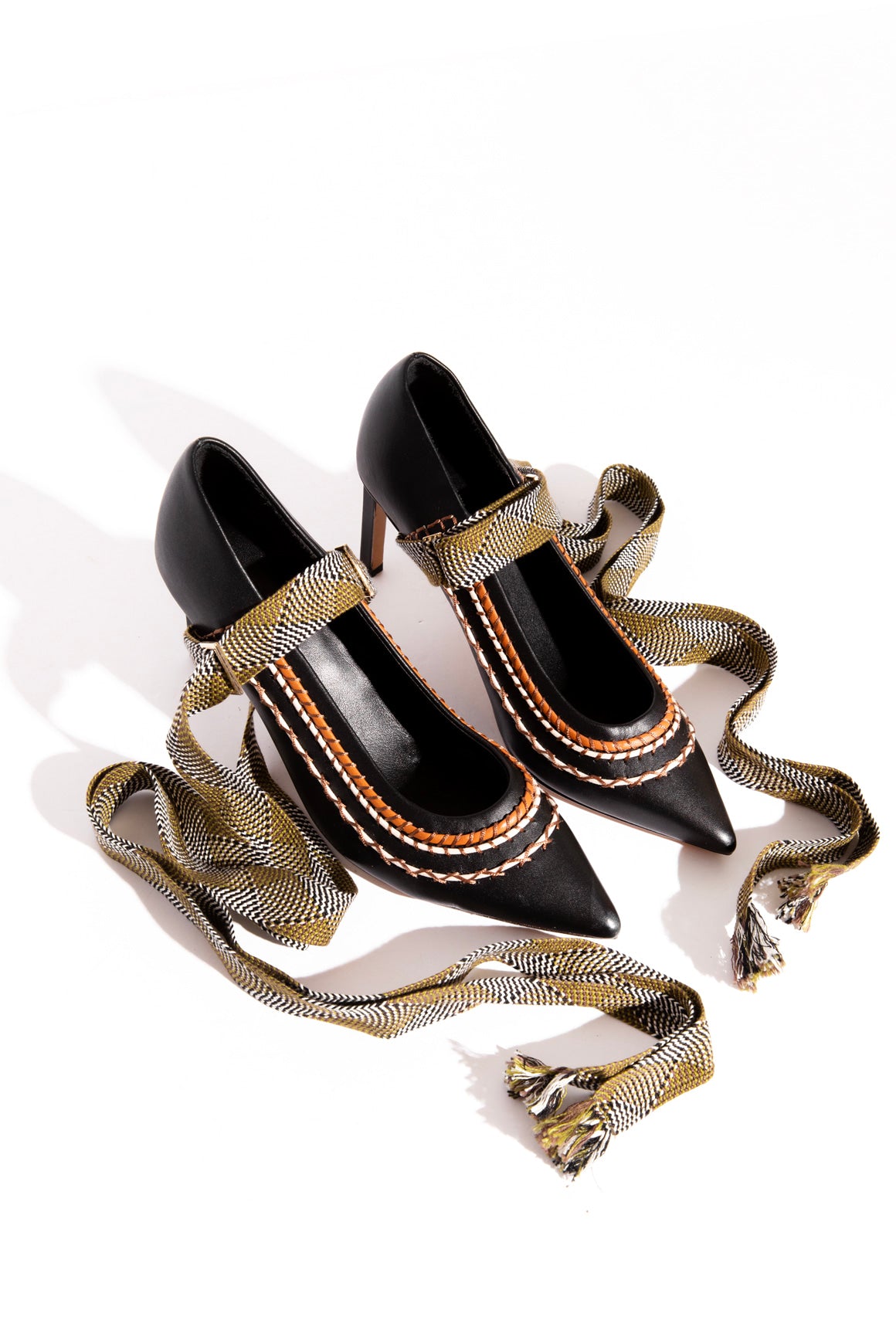 ULLA JOHNSON Black Rope Tie Pumps (Sz. 37)