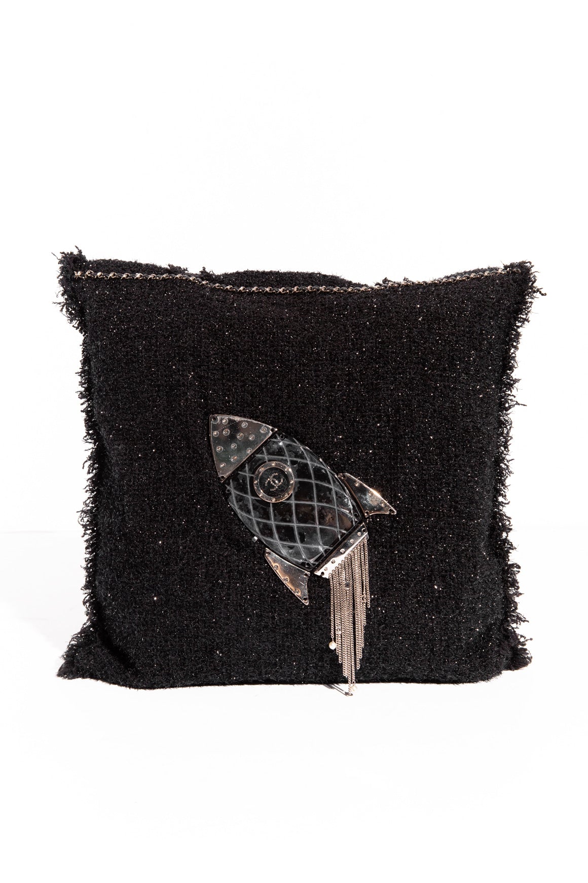 CHANEL Black Boucle Rocket Ship Tote