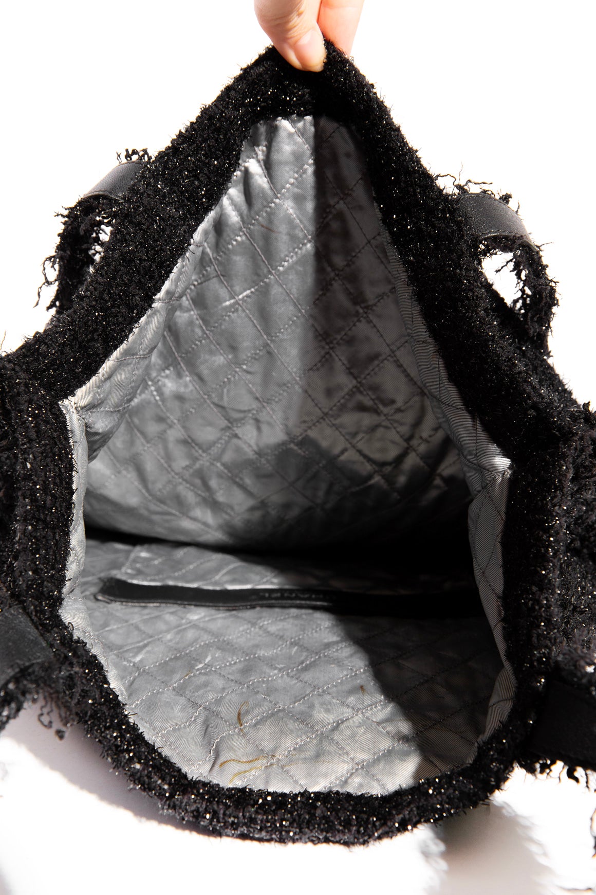 CHANEL Black Boucle Rocket Ship Tote