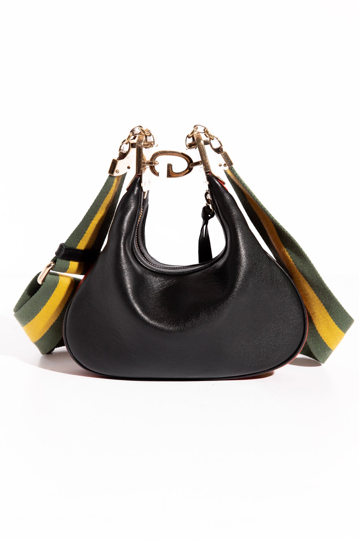 GUCCI Attache Web Stripe Small Leather Crossbody Bag