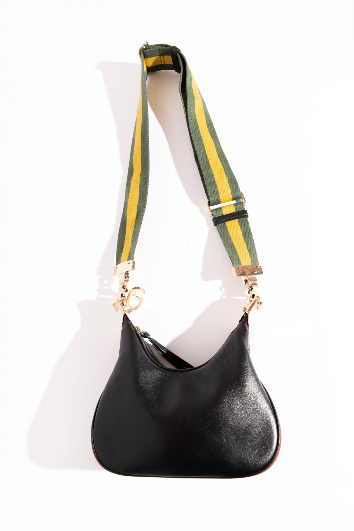 GUCCI Attache Web Stripe Small Leather Crossbody Bag
