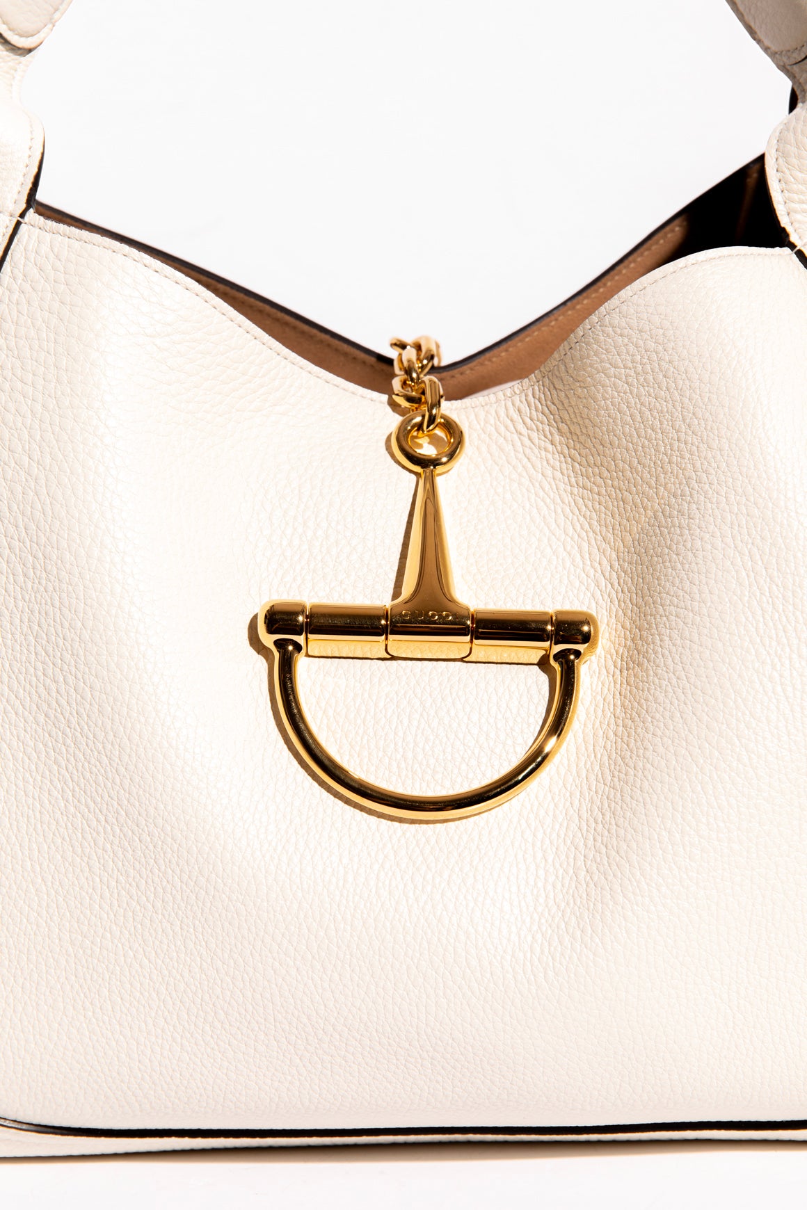 GUCCI White Leather Softbit Maxi Shoulder Bag