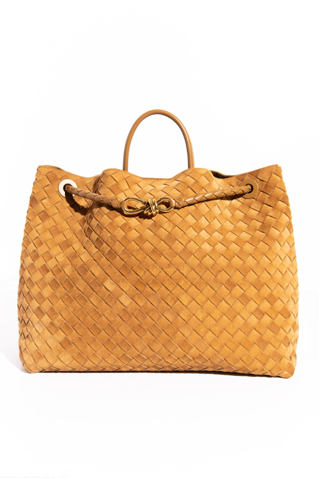 BOTTEGA VENETA Tan Suede Large Andiamo Shoulder Bag