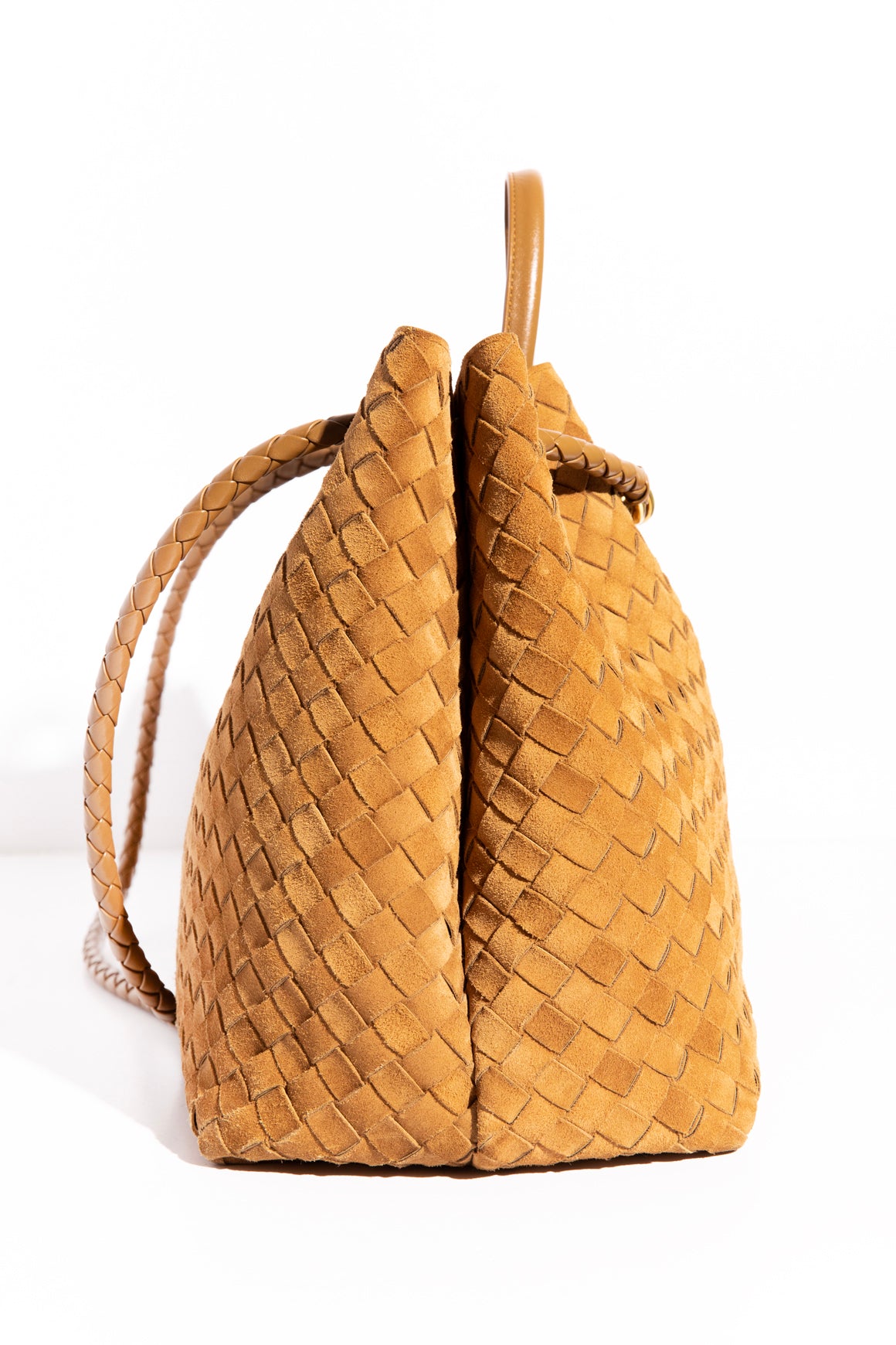 BOTTEGA VENETA Tan Suede Large Andiamo Shoulder Bag