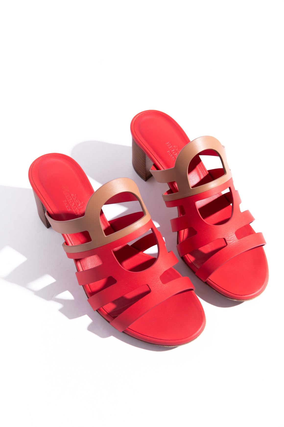 HERMES Red Celena Sandals (Sz. 36.5)