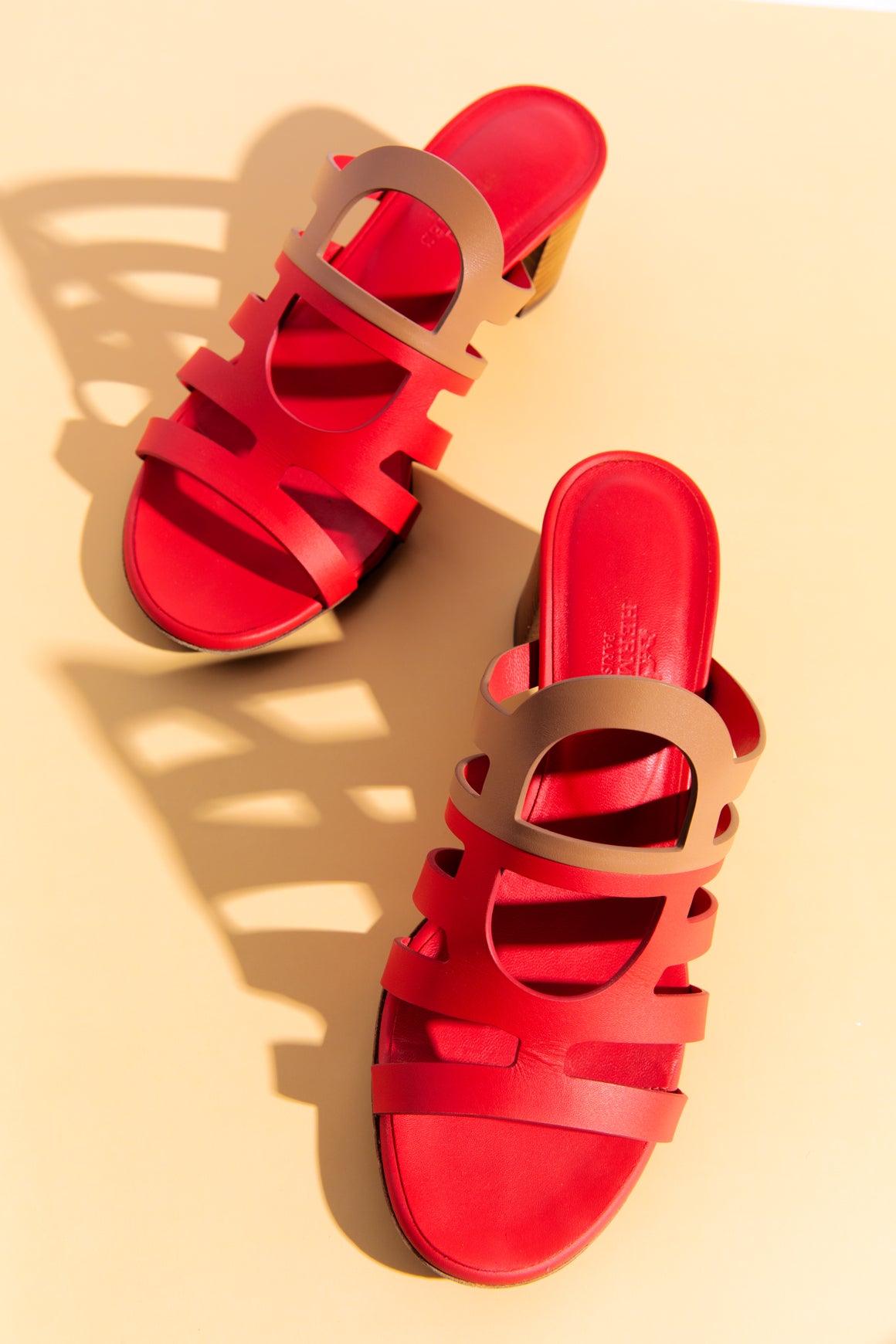 HERMES Red Celena Sandals (Sz. 36.5)