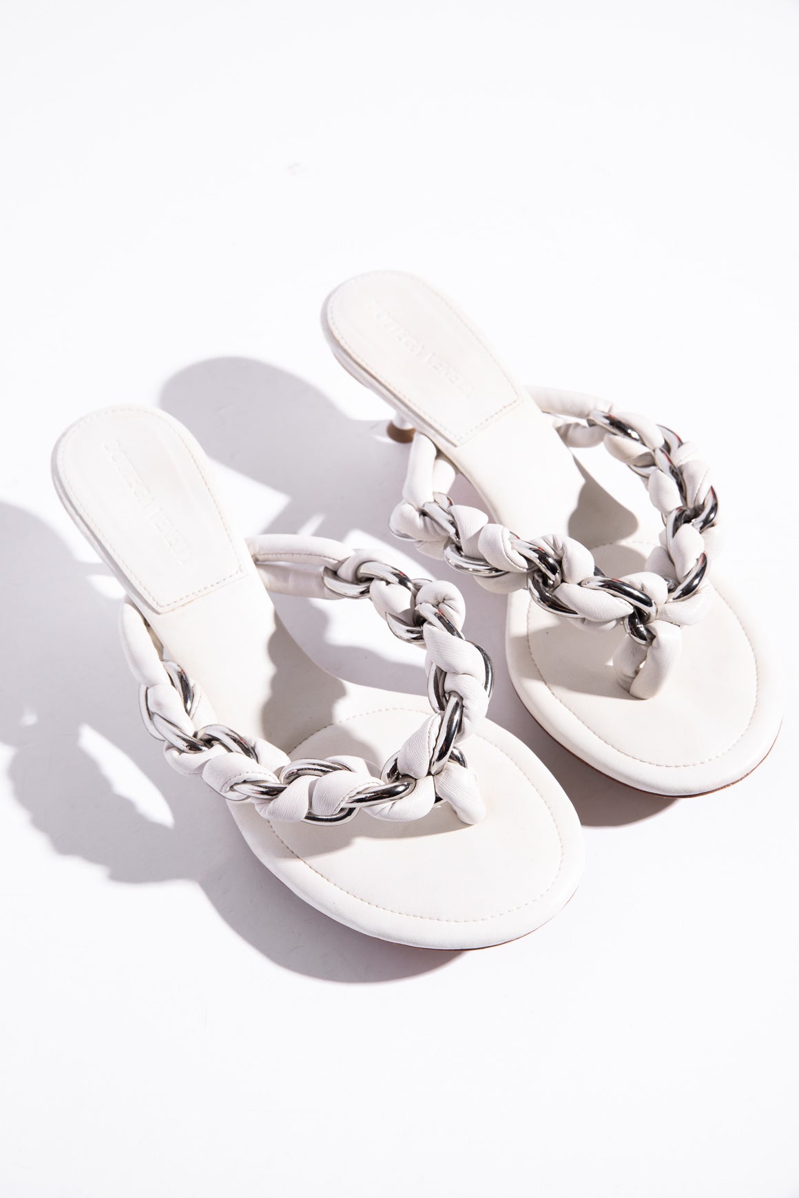 BOTTEGA VENETA White Braided Sandals (Sz. 38)