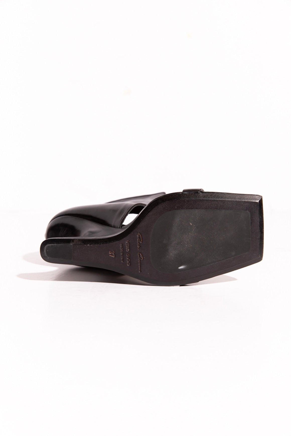 RICK OWENS Black Open Toe Wedge Boots (Sz. 37)