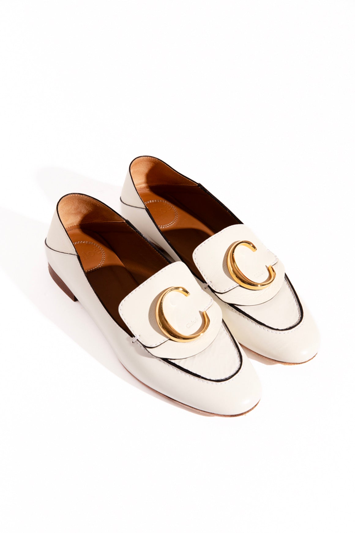 CHLOE Cream C Logo Loafers (Sz. 36)