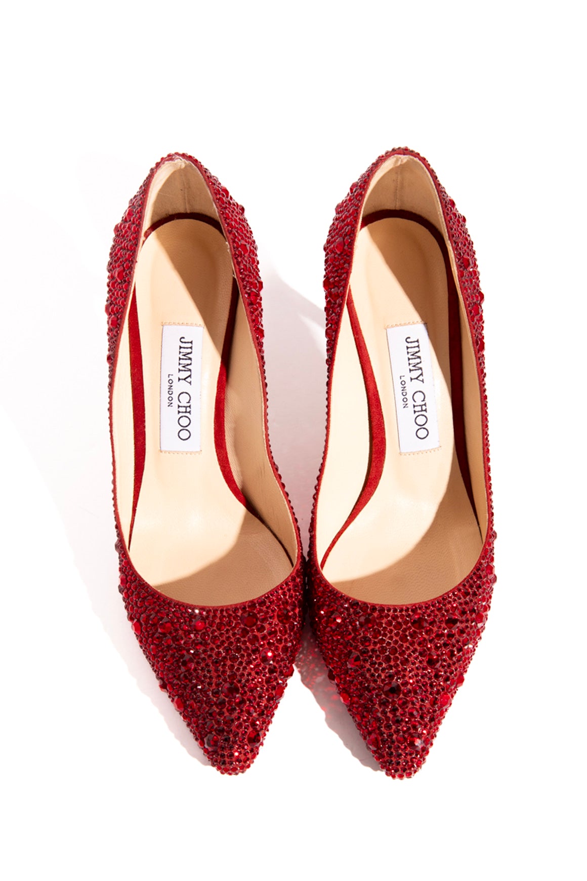 JIMMY CHOO Red Crystal Embellished Pumps (Sz. 37)