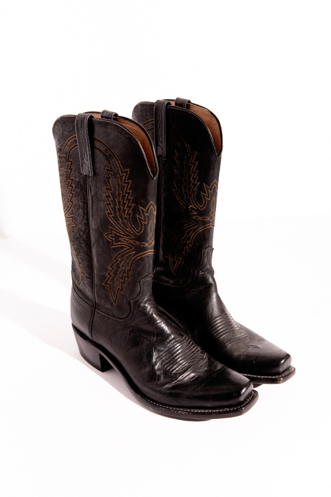 LUCCHESE Black Leather Western Boots (Sz. 10.5)