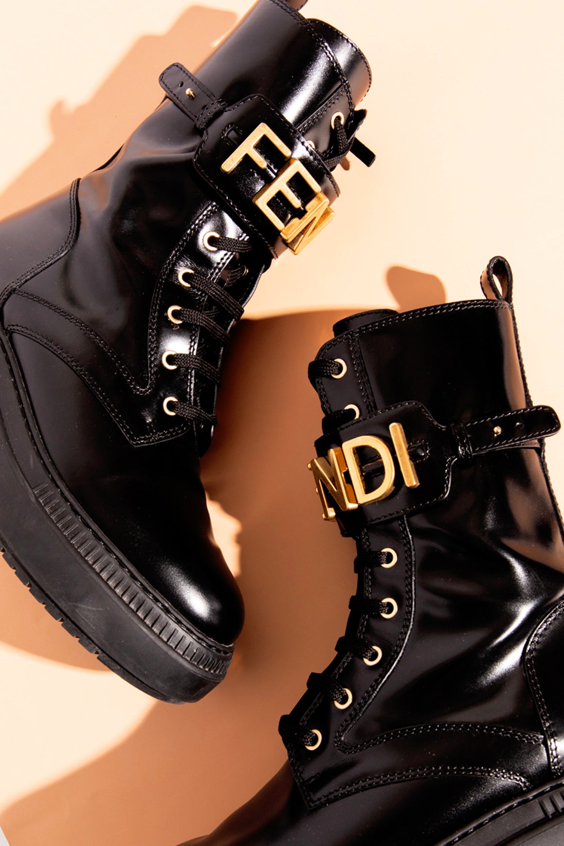 FENDI Black Logo Combat Boots (Sz. 40) | MOSS Consignment