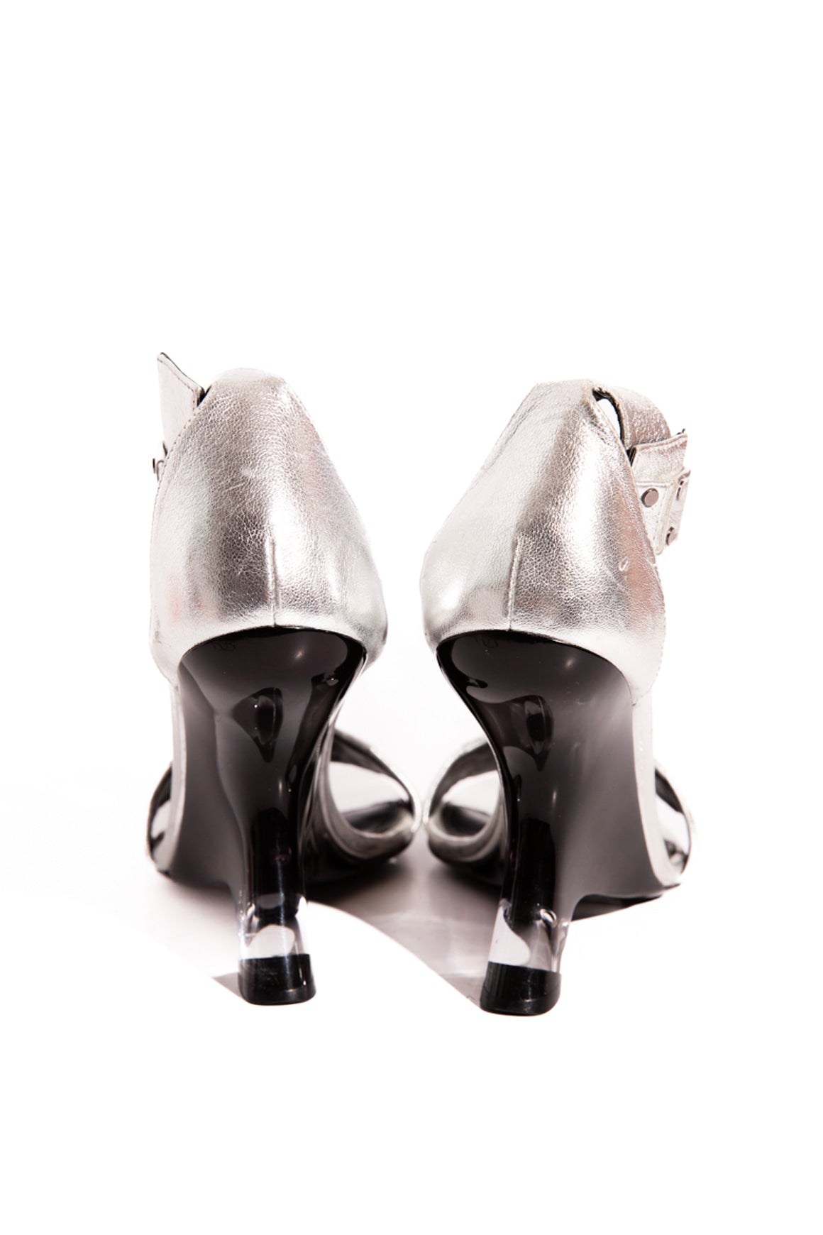 TOM FORD Silver Inverted Wedge Heels (Sz. 37.5)
