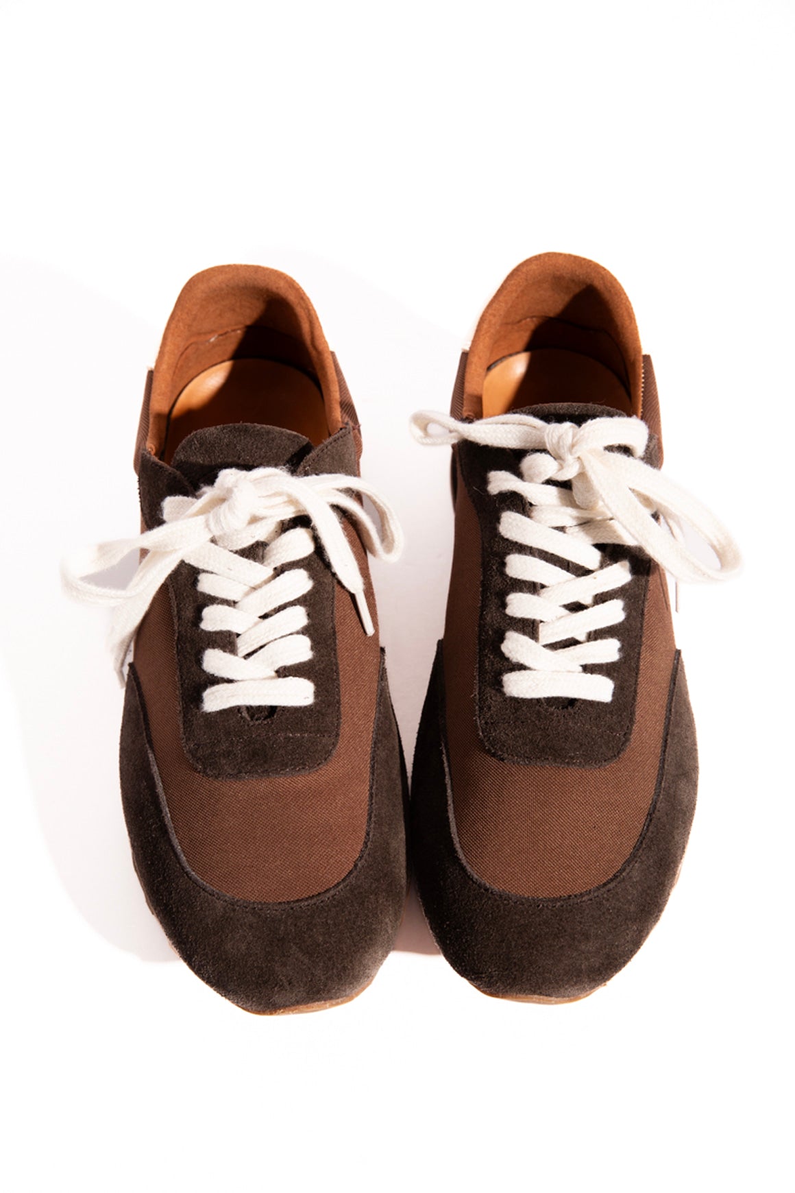 THE ROW Brown Canvas & Suede Sneakers (Sz. 8)
