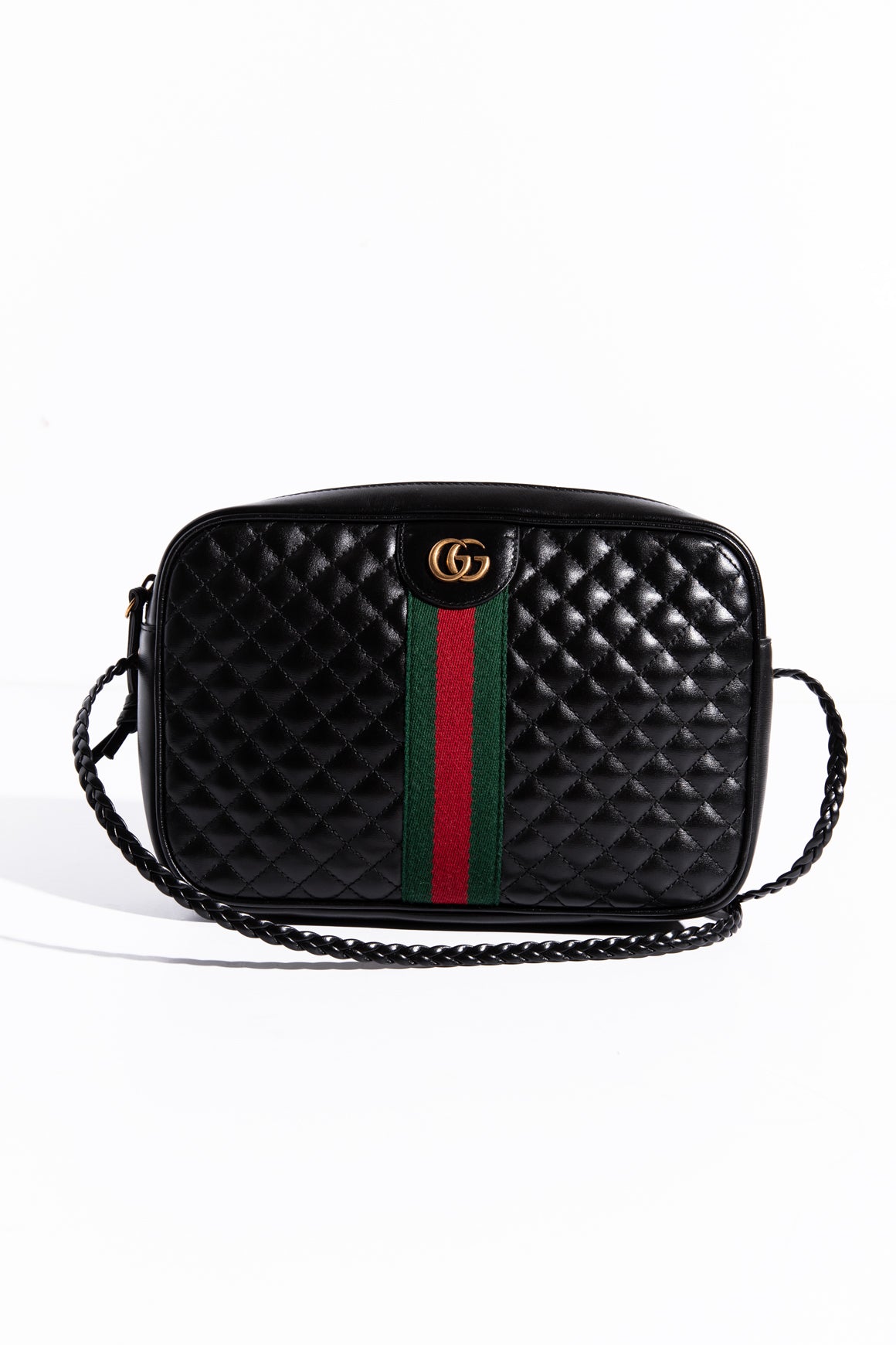 GUCCI Black Leather Small Trapuntata Camera Bag