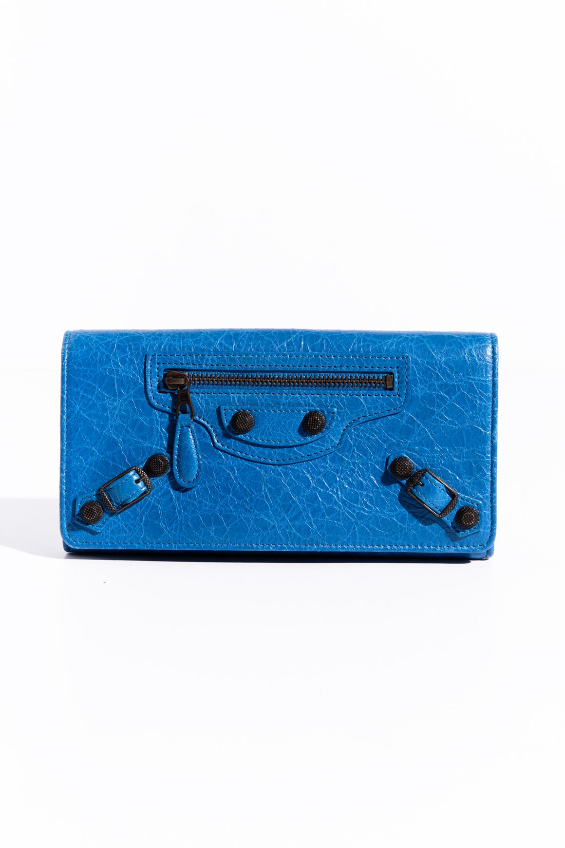 BALENCIAGA Blue Leather Le City Wallet